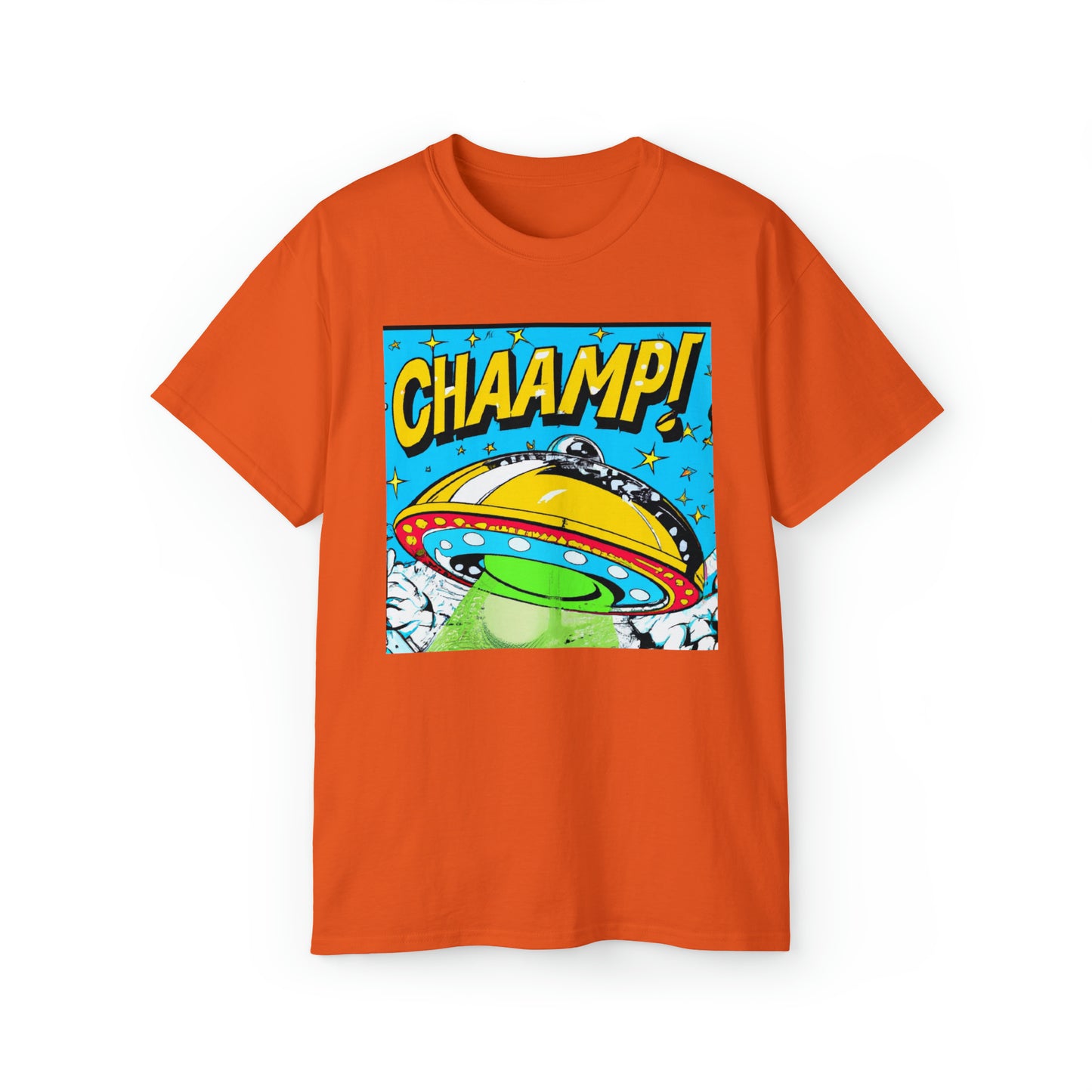 CHAAMP! UFO 24 - 1970's Style Comic Book Art - AI Art - Gildan Ultra Cotton Tee