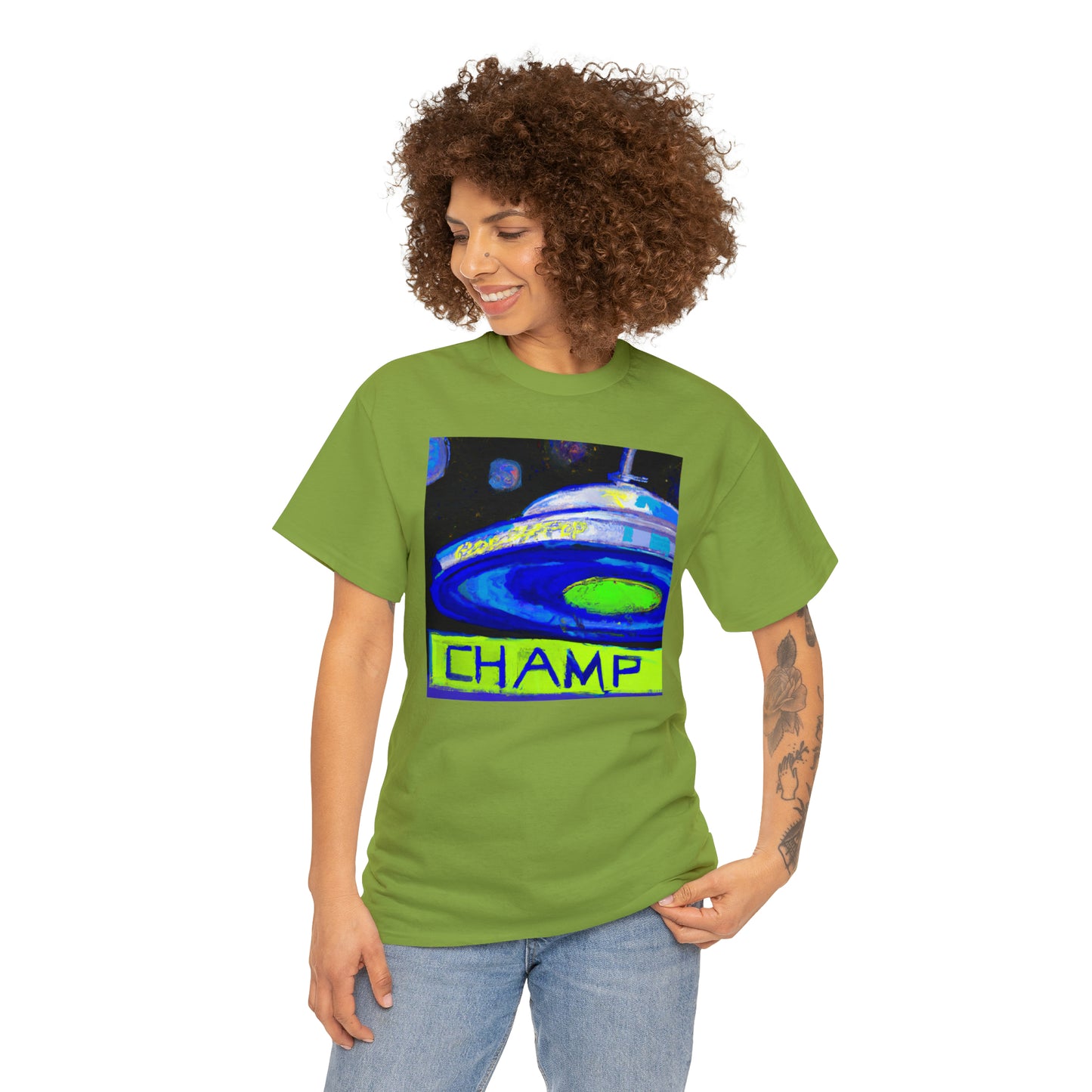 CHAMP UFO 12 - Post-Modern Style - AI Art - Gildan Heavy Cotton Tee