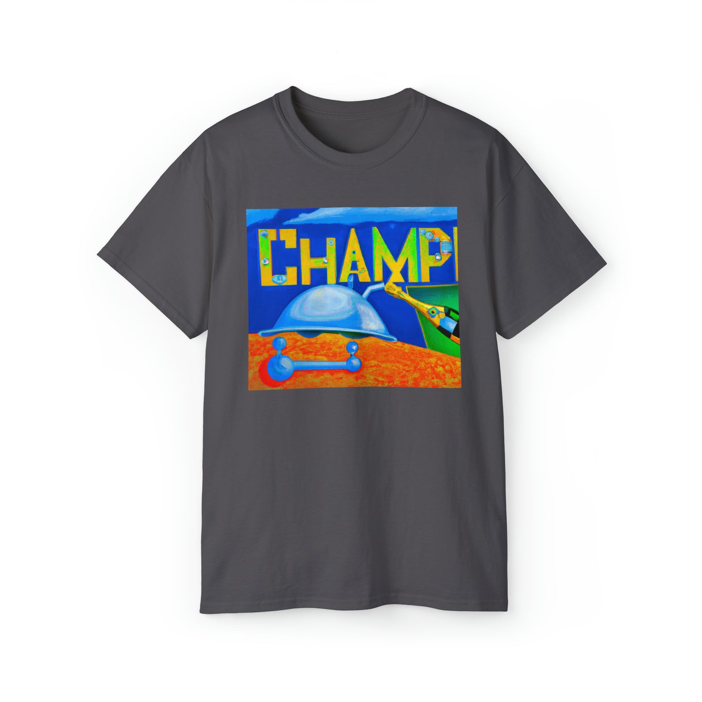 CHAMP Champagne Bottle - Cubist Style - AI Art - Gildan Ultra Cotton Tee