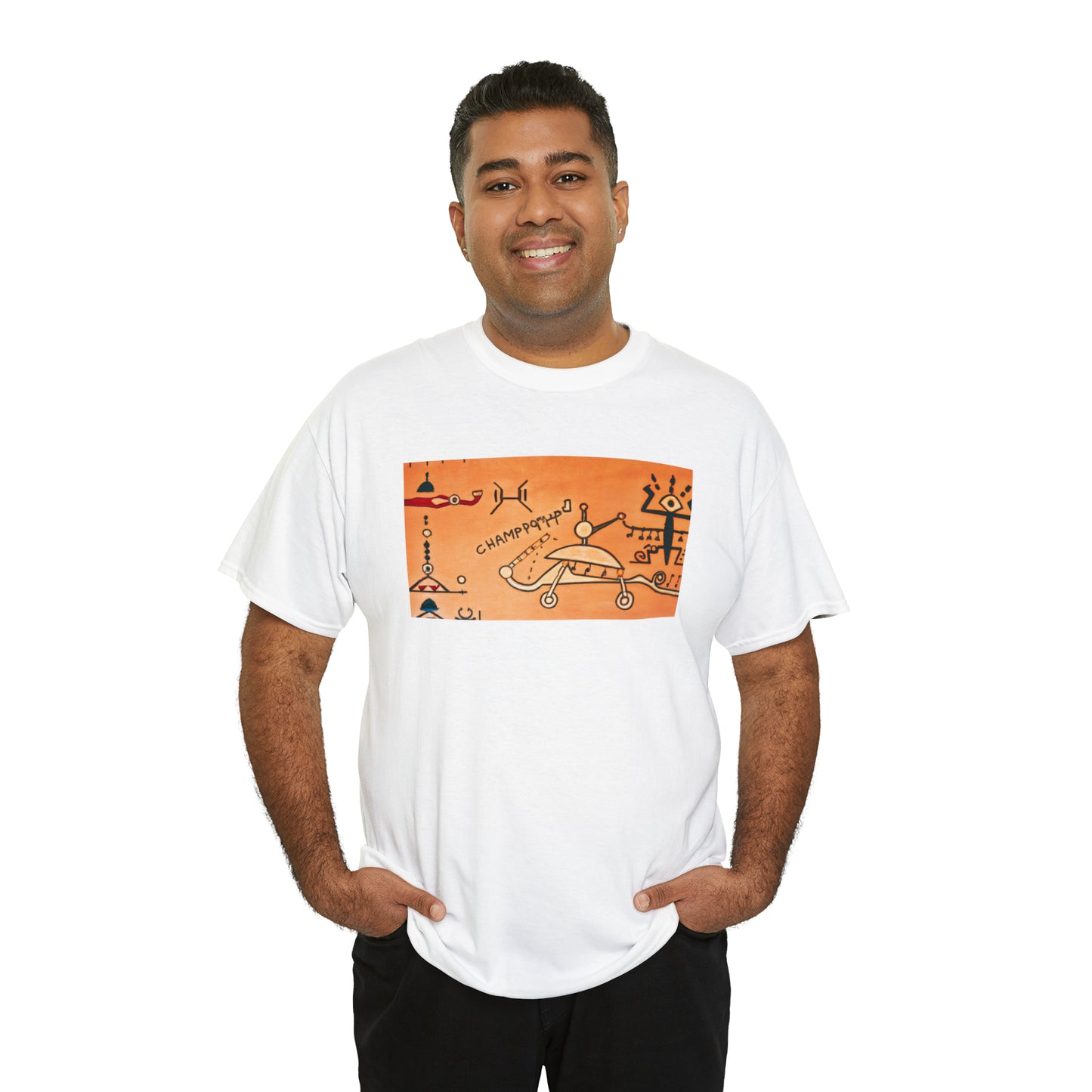 Heiroglyphic Spaceship - AI Art - Gildan Heavy Cotton Tee