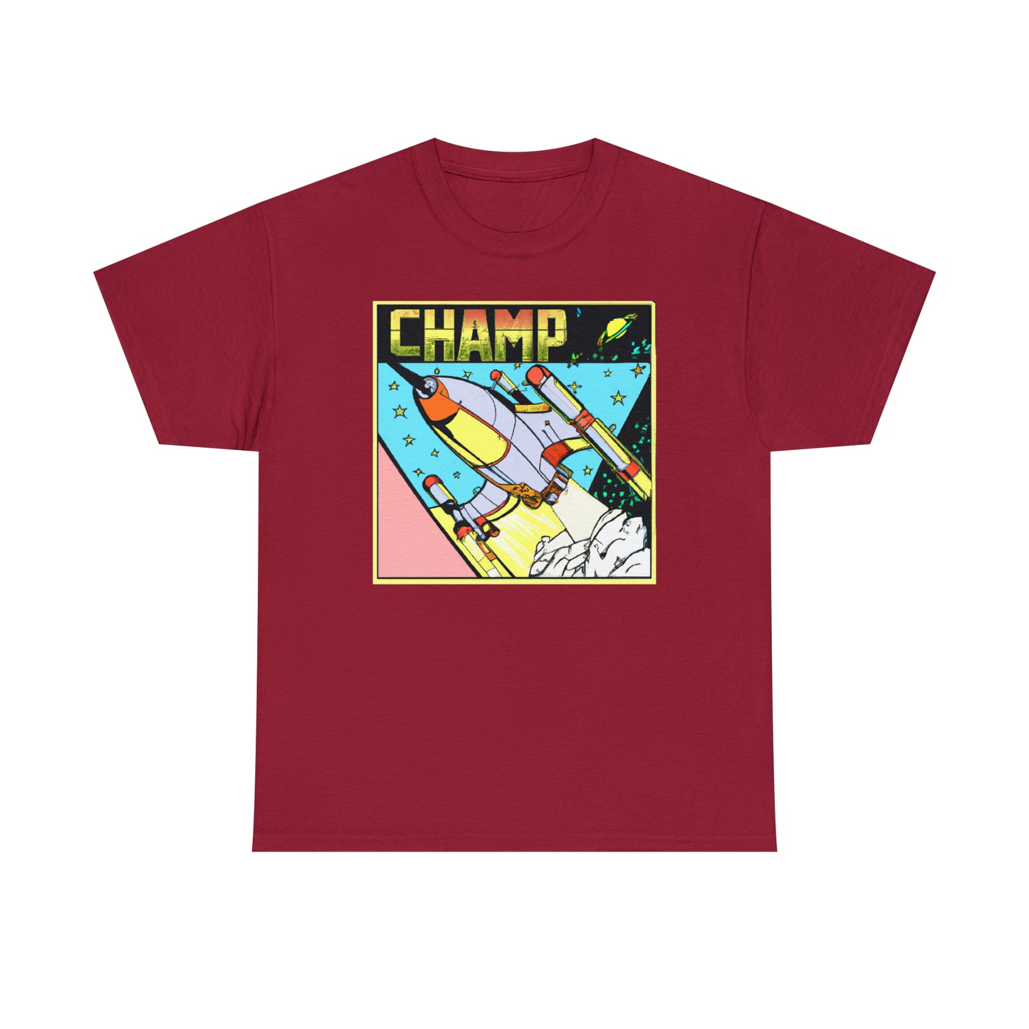 CHAMP Logo Spaceship 1 - 1980's Comic Book Style - AI Art - Gildan Heavy Cotton Tee