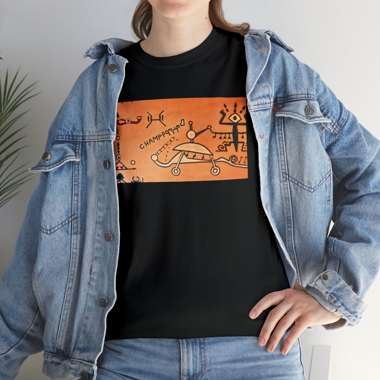 Heiroglyphic Spaceship - AI Art - Gildan Heavy Cotton Tee