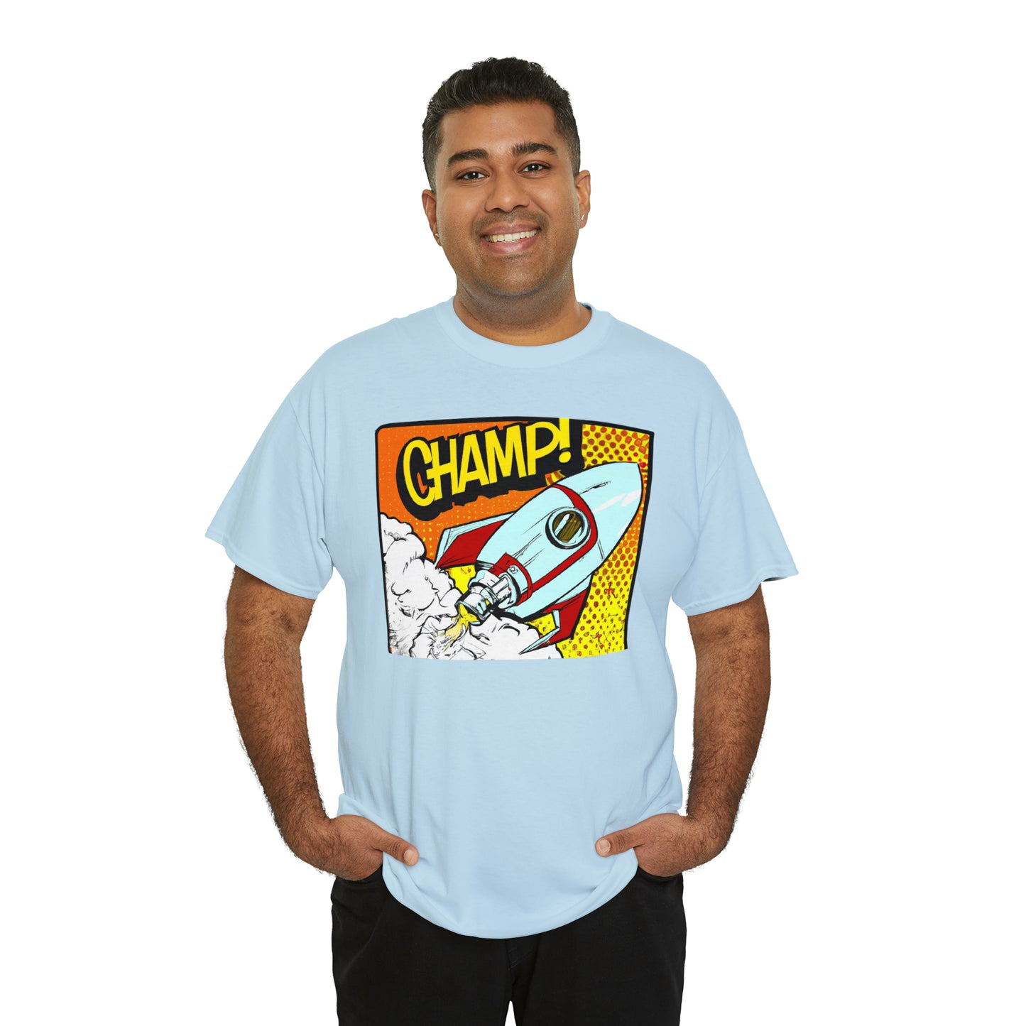 CHAMP! Spaceship 3 - 1950's Comic Book Style - AI Art - Gildan Heavy Cotton Tee