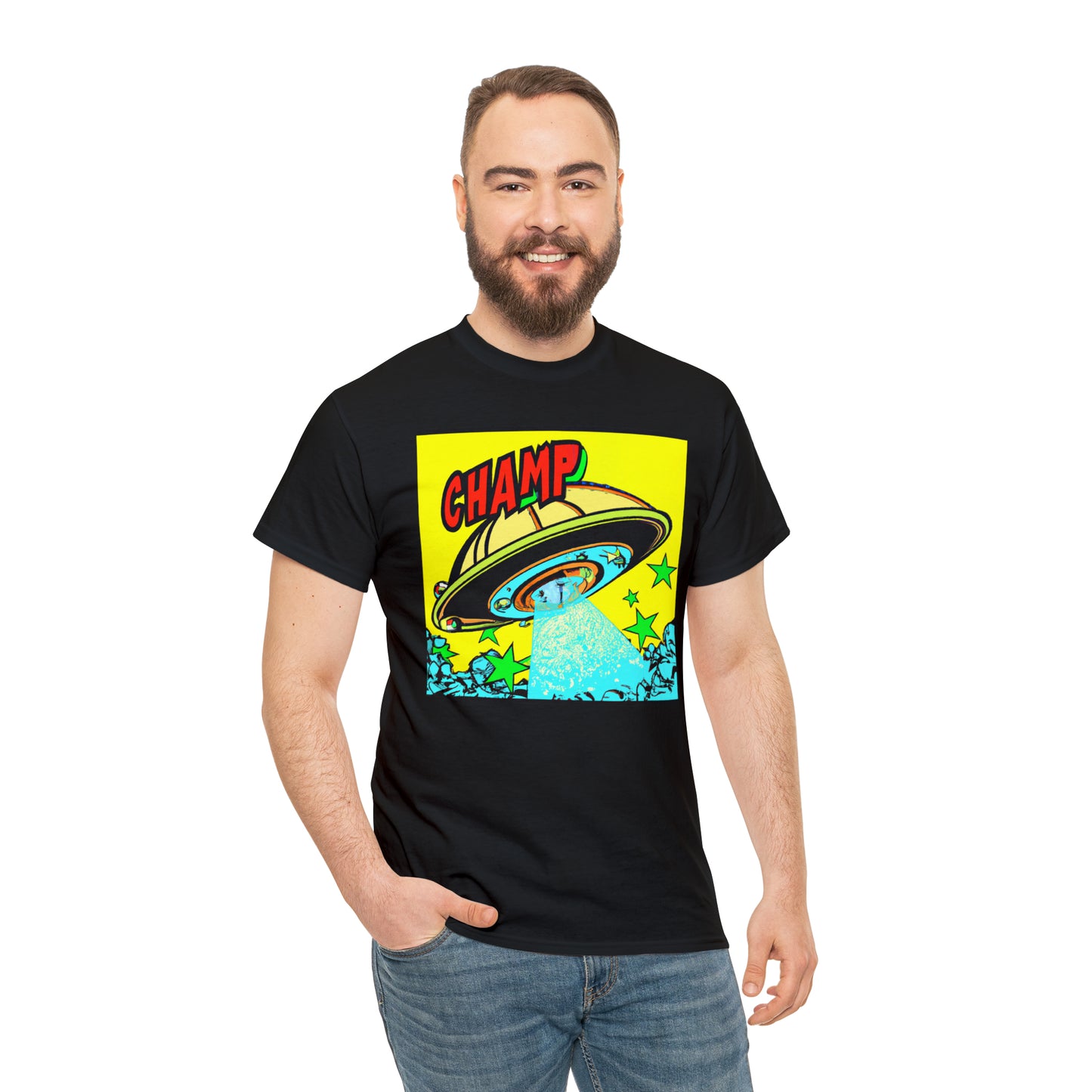 CHAMP UFO 18 - 1600's Style Comic Art - AI Art - Gildan Heavy Cotton Tee