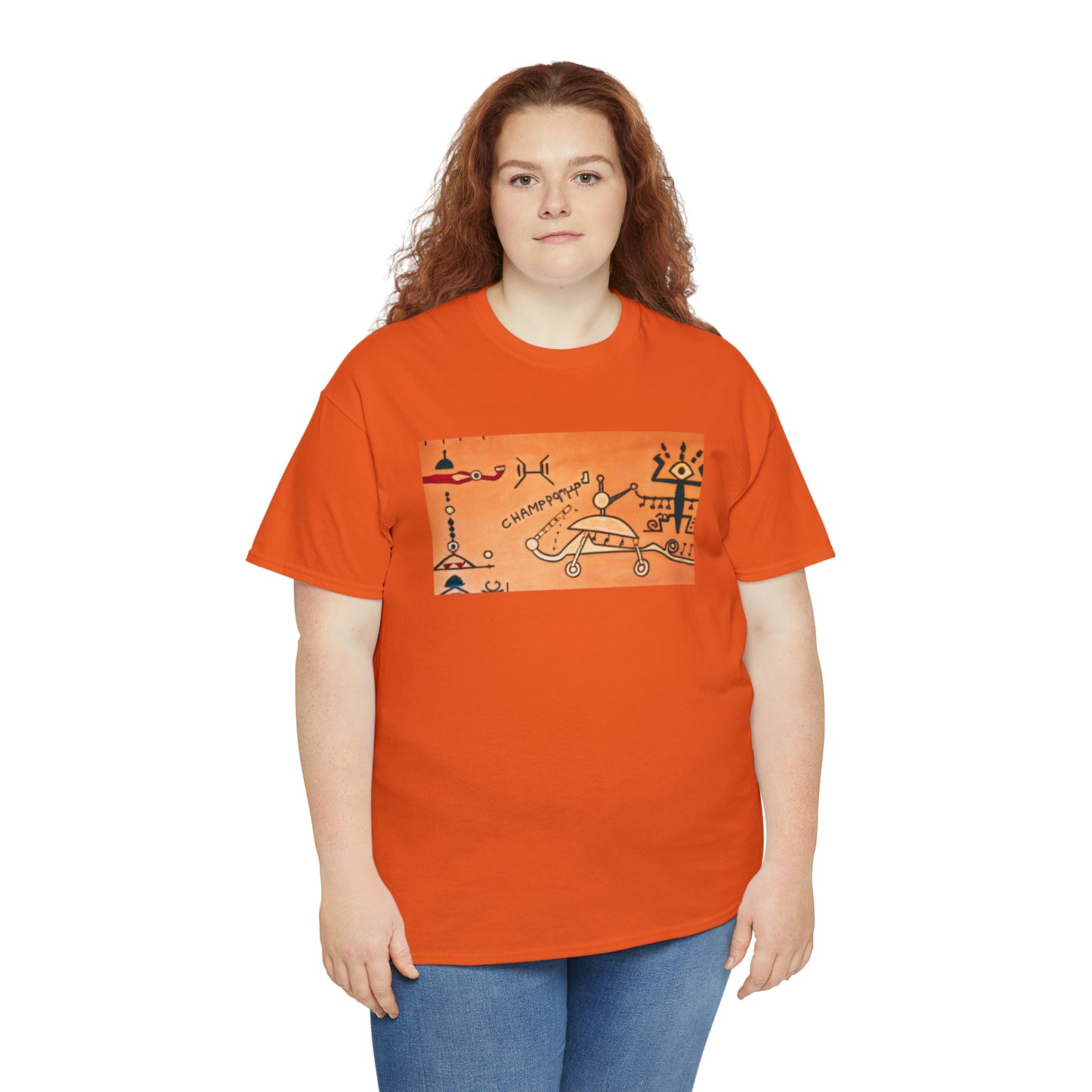 Heiroglyphic Spaceship - AI Art - Gildan Heavy Cotton Tee