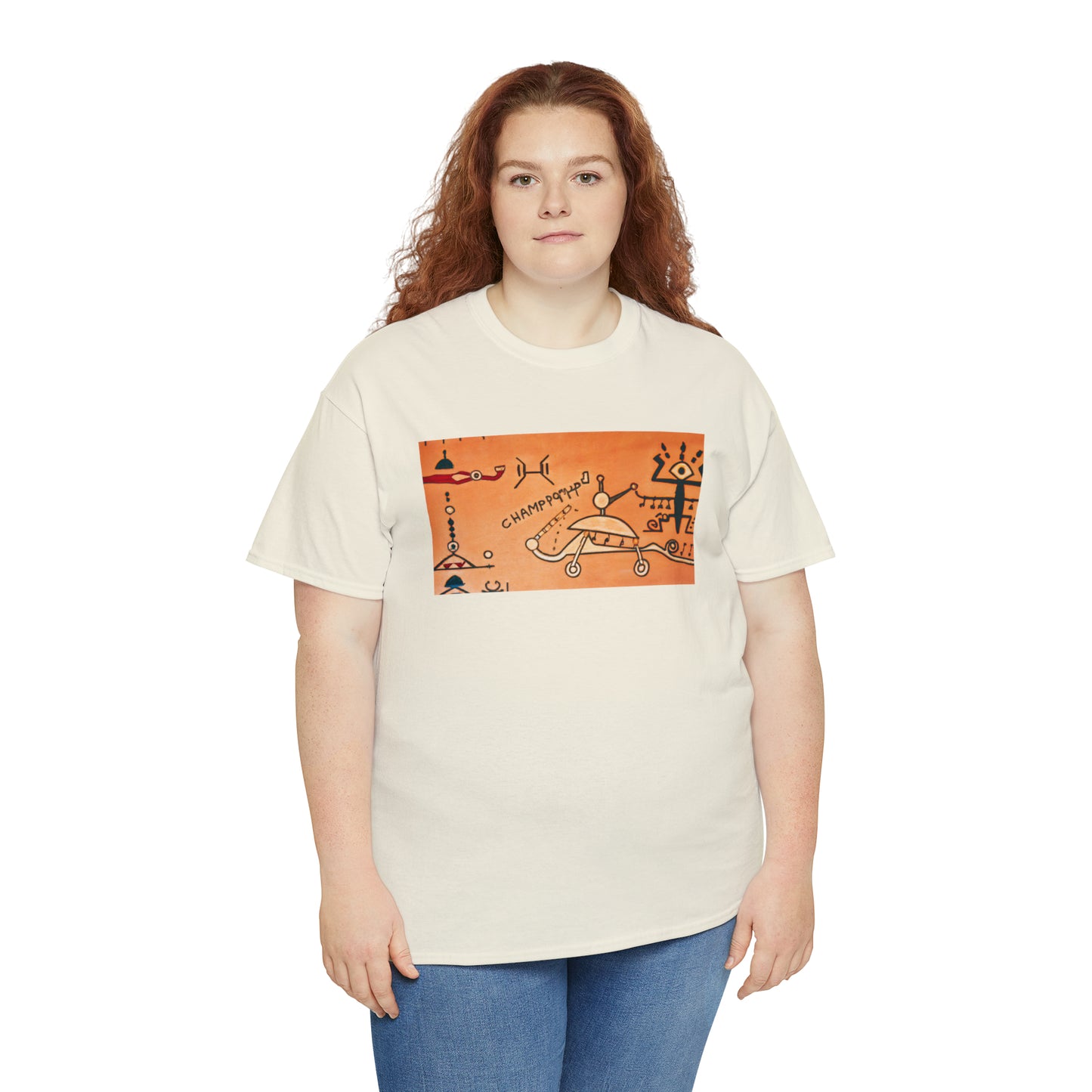 Heiroglyphic Spaceship - AI Art - Gildan Heavy Cotton Tee