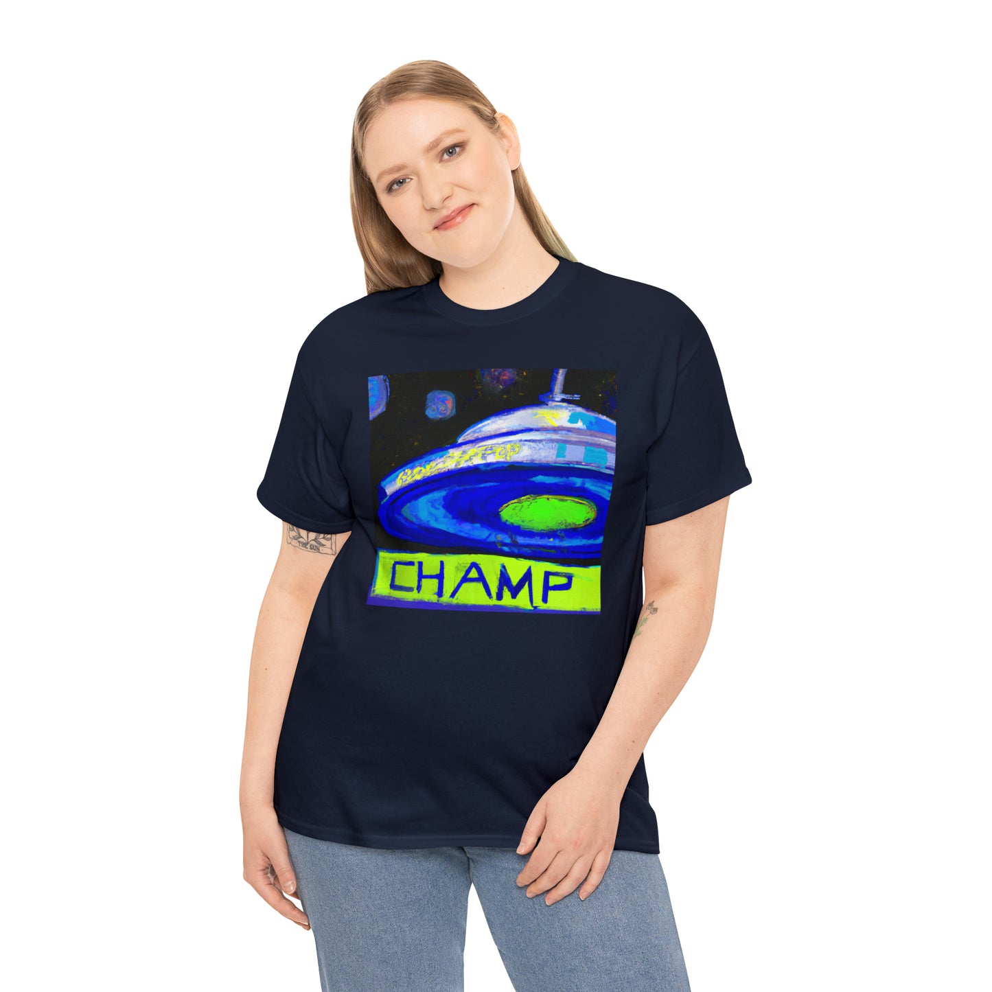 CHAMP UFO 12 - Post-Modern Style - AI Art - Gildan Heavy Cotton Tee