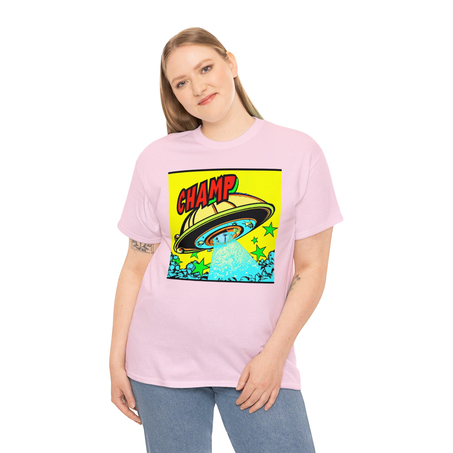 CHAMP UFO 18 - 1600's Style Comic Art - AI Art - Gildan Heavy Cotton Tee