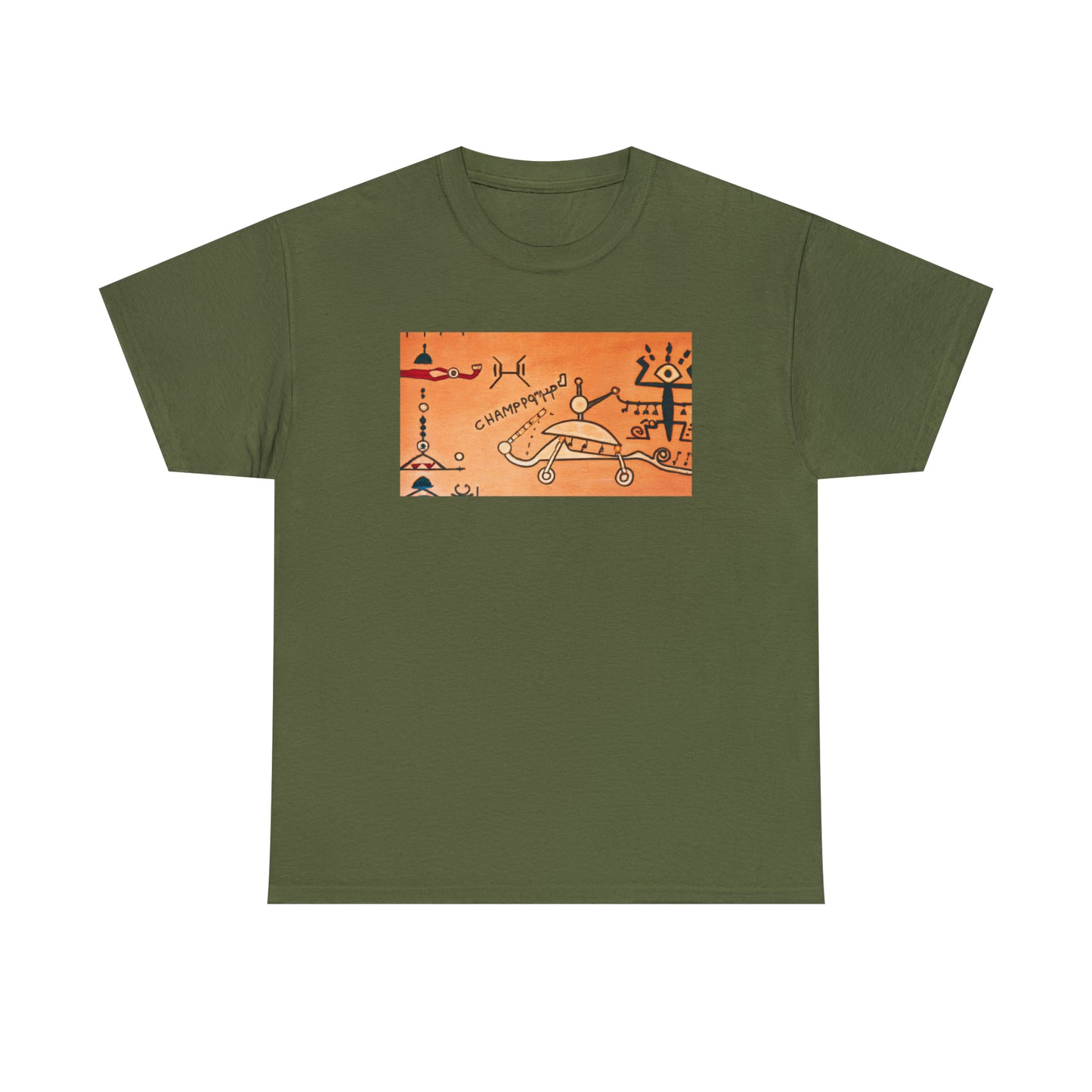 Heiroglyphic Spaceship - AI Art - Gildan Heavy Cotton Tee