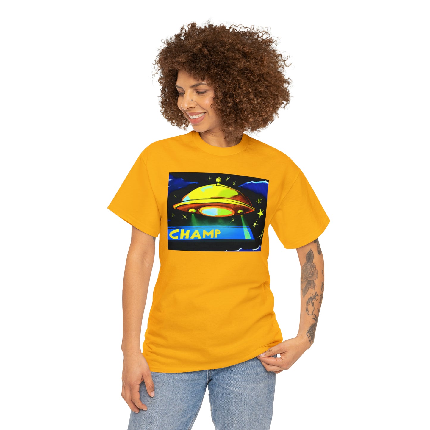 CHAMP UFO 14 - Post-Modern Style - AI Art - Gildan Heavy Cotton Tee