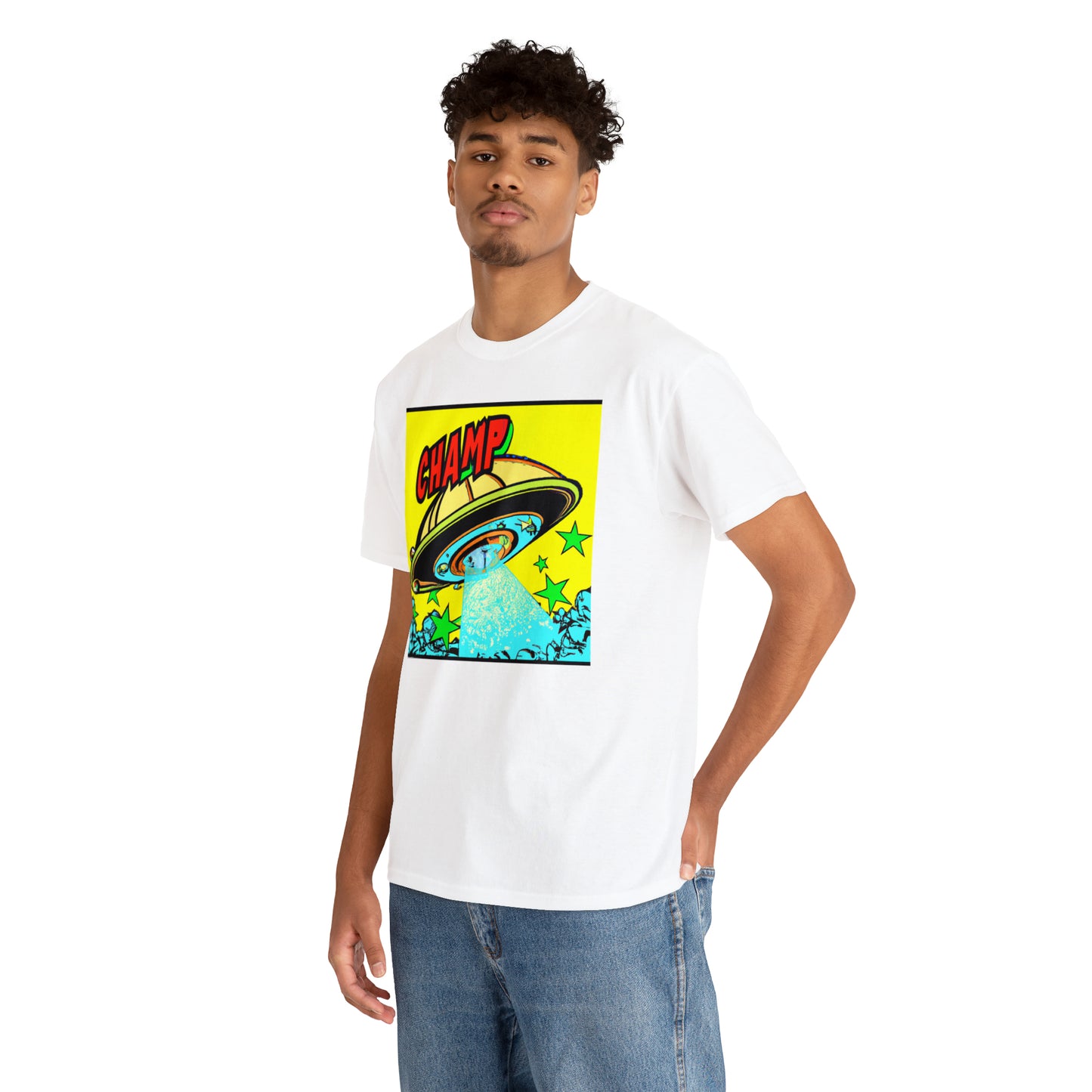 CHAMP UFO 18 - 1600's Style Comic Art - AI Art - Gildan Heavy Cotton Tee