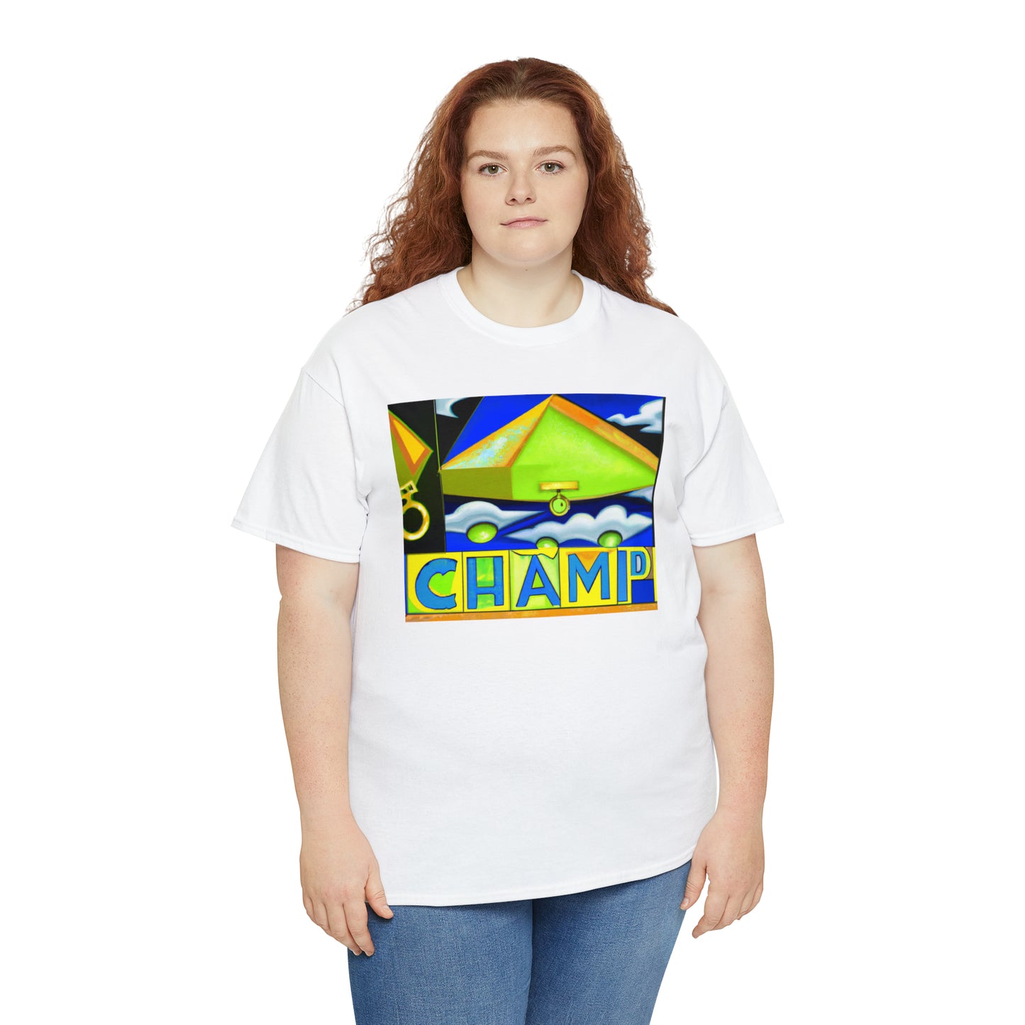 CHAMP UFO 11 - Cubist Style - AI Art - Gildan Heavy Cotton Tee