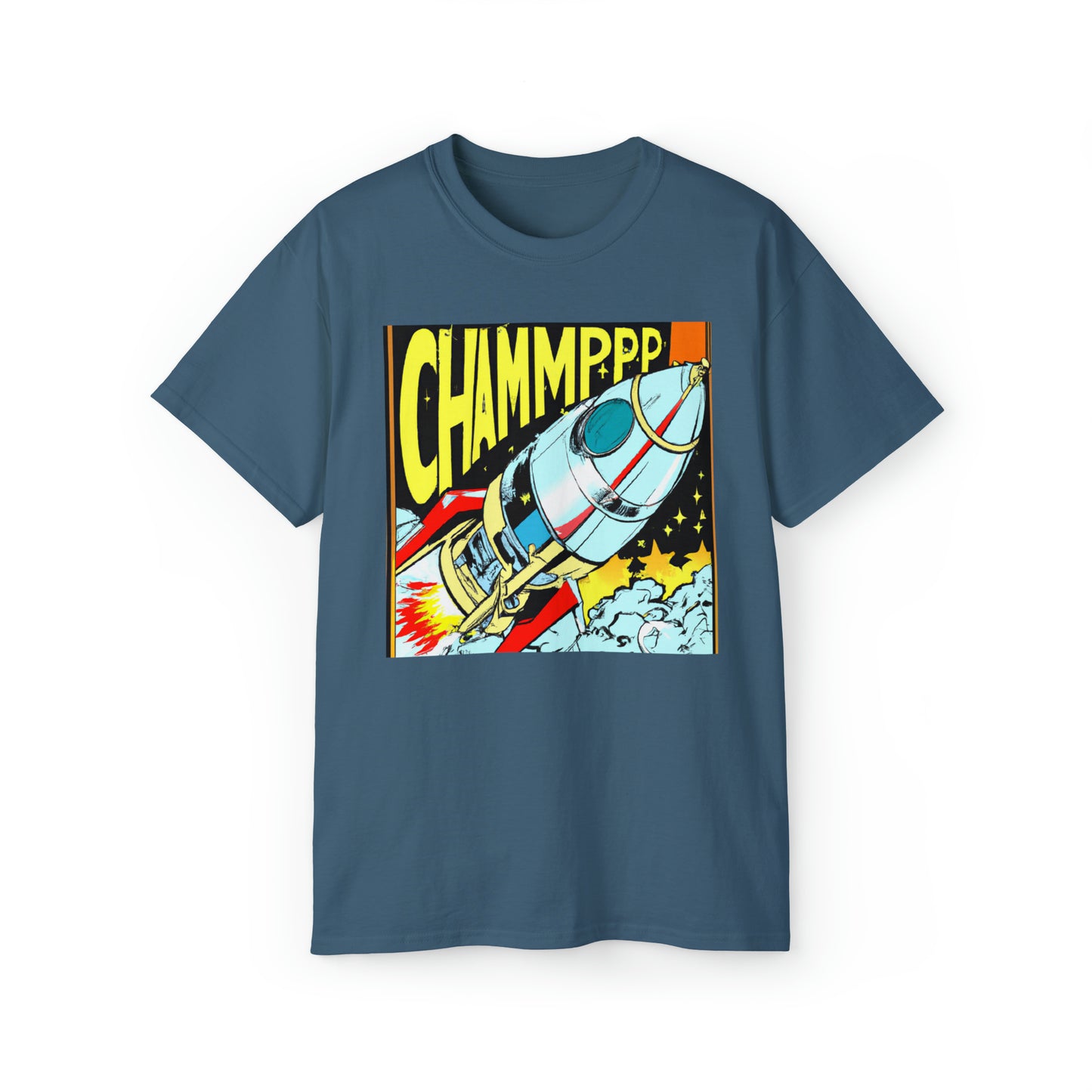 CHAMPPP Spaceship 7 - 1970's Style Comic Book Art - AI Art - Gildan Ultra Cotton Tee