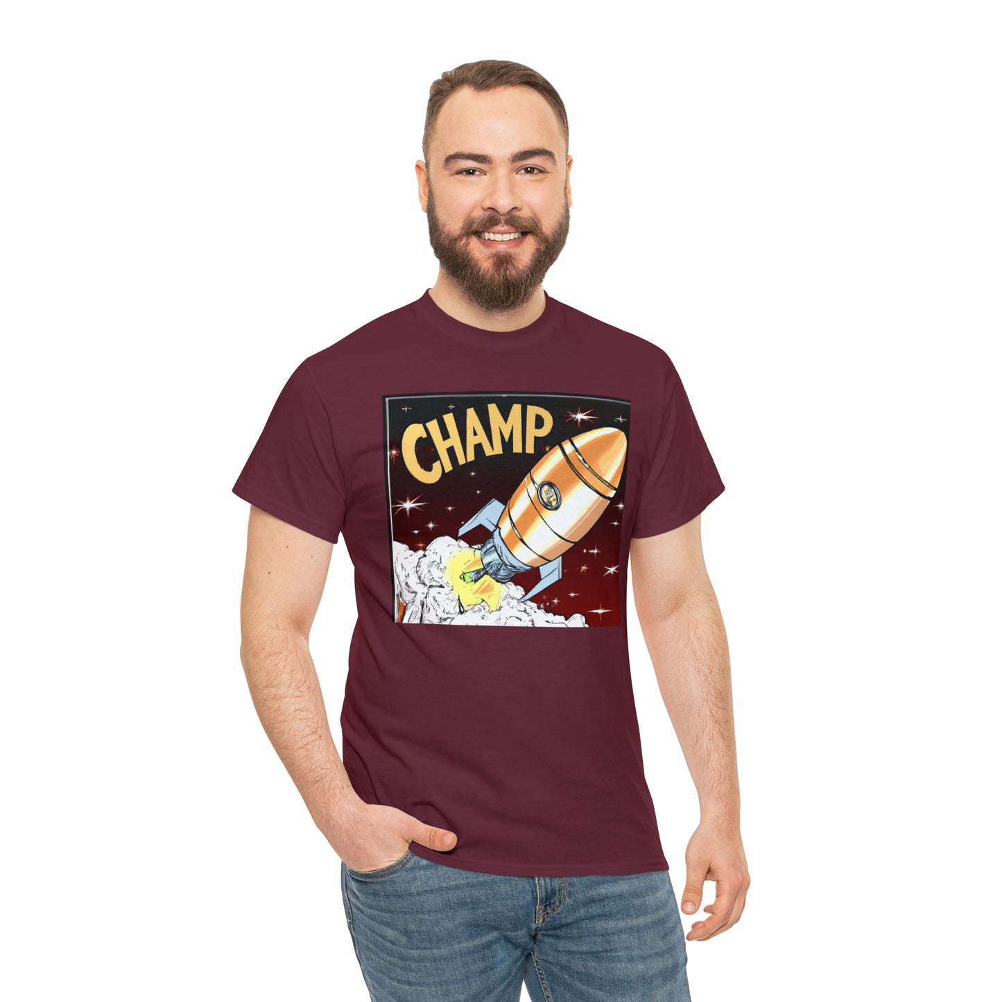 CHAMP Spaceship 12 - 1800's Style Comic Art - AI Art - Gildan Heavy Cotton Tee