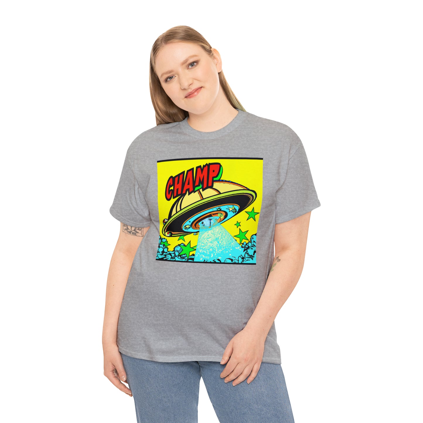 CHAMP UFO 18 - 1600's Style Comic Art - AI Art - Gildan Heavy Cotton Tee