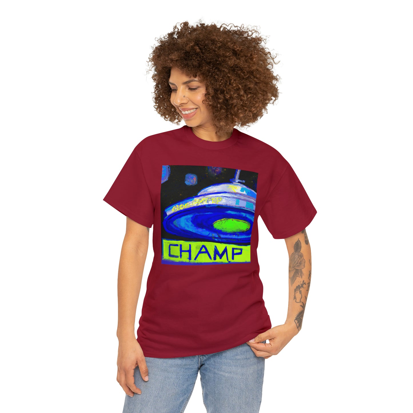 CHAMP UFO 12 - Post-Modern Style - AI Art - Gildan Heavy Cotton Tee