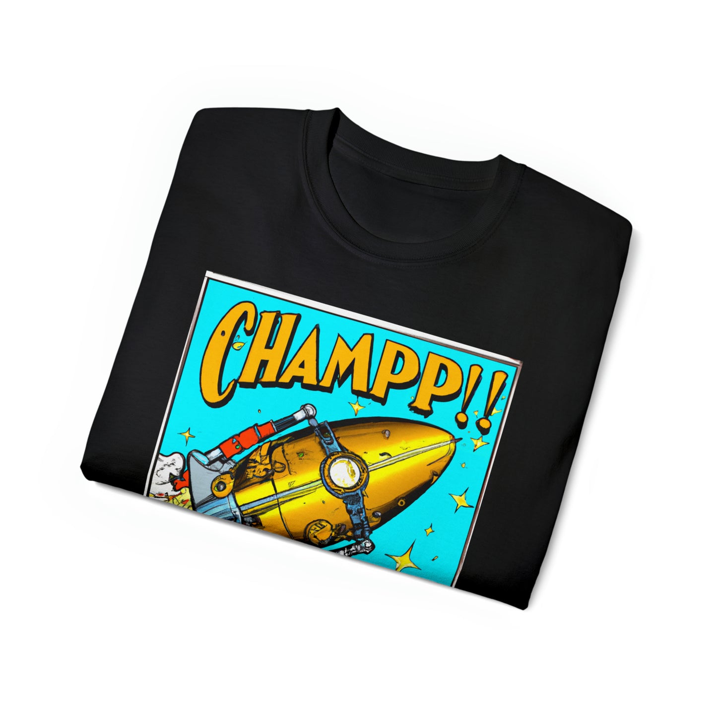 CHAMP Spaceship 10 - 1800's Style Comic Art - AI Art - Gildan Ultra Cotton Tee