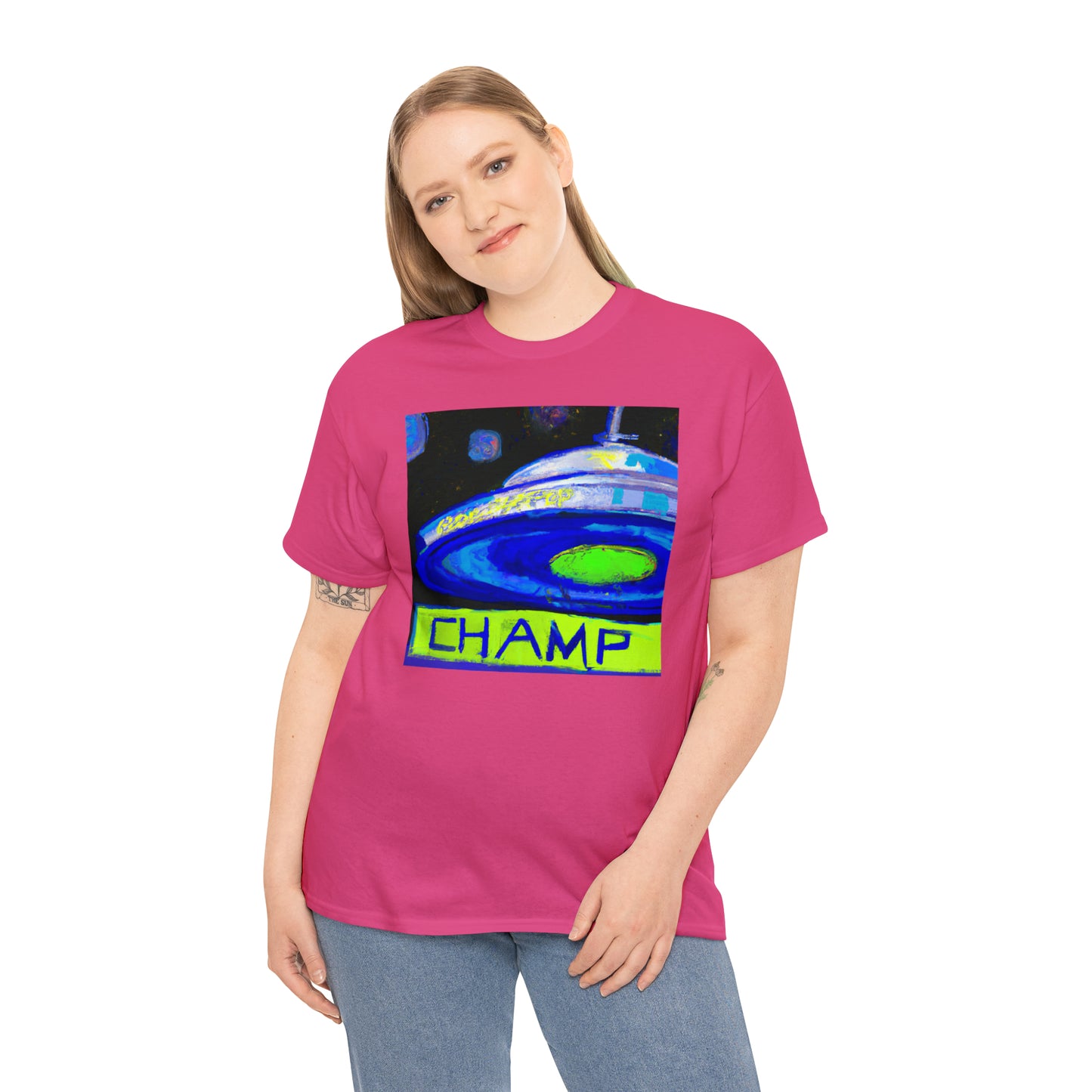 CHAMP UFO 12 - Post-Modern Style - AI Art - Gildan Heavy Cotton Tee