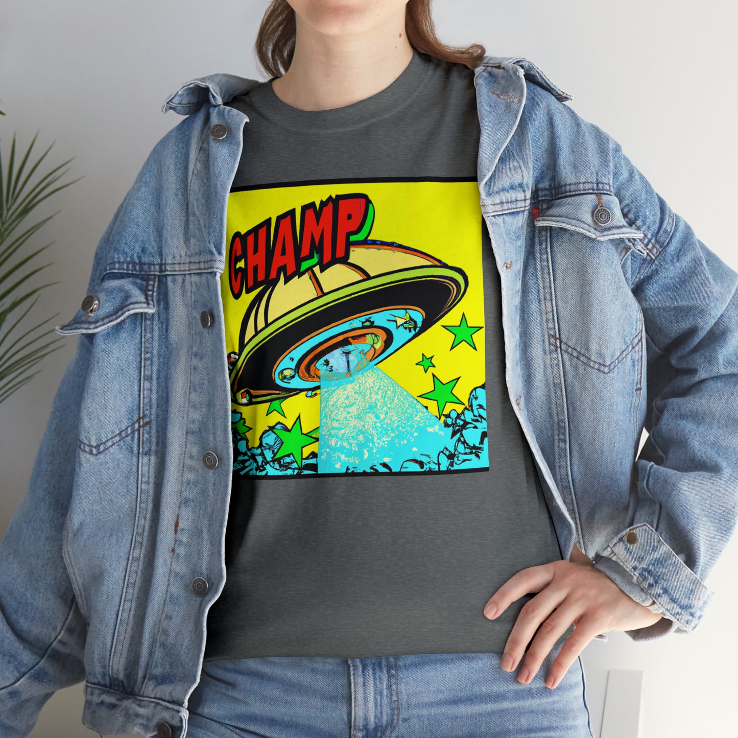 CHAMP UFO 18 - 1600's Style Comic Art - AI Art - Gildan Heavy Cotton Tee