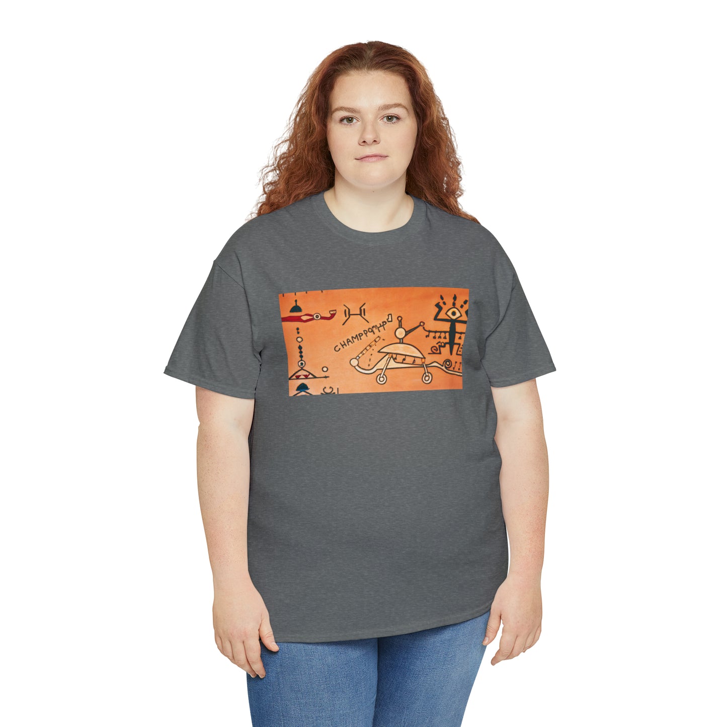 Heiroglyphic Spaceship - AI Art - Gildan Heavy Cotton Tee