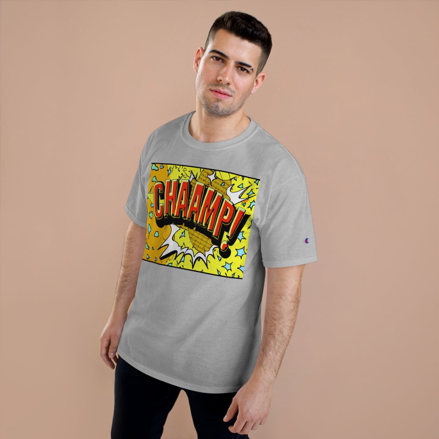 CHAAMP! Logo 1990's Comic Book Style Art - AI Art - Champion T-Shirt