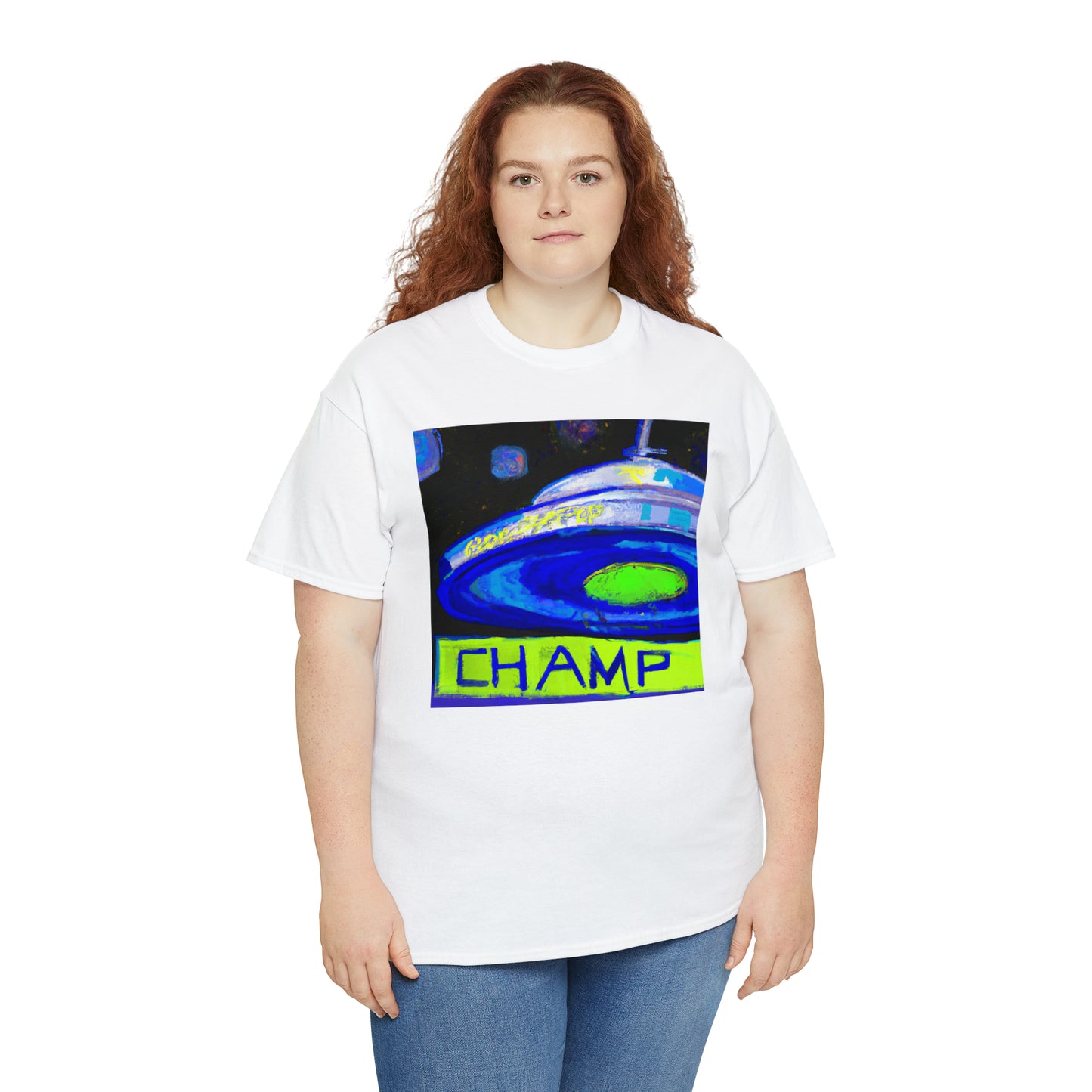 CHAMP UFO 12 - Post-Modern Style - AI Art - Gildan Heavy Cotton Tee