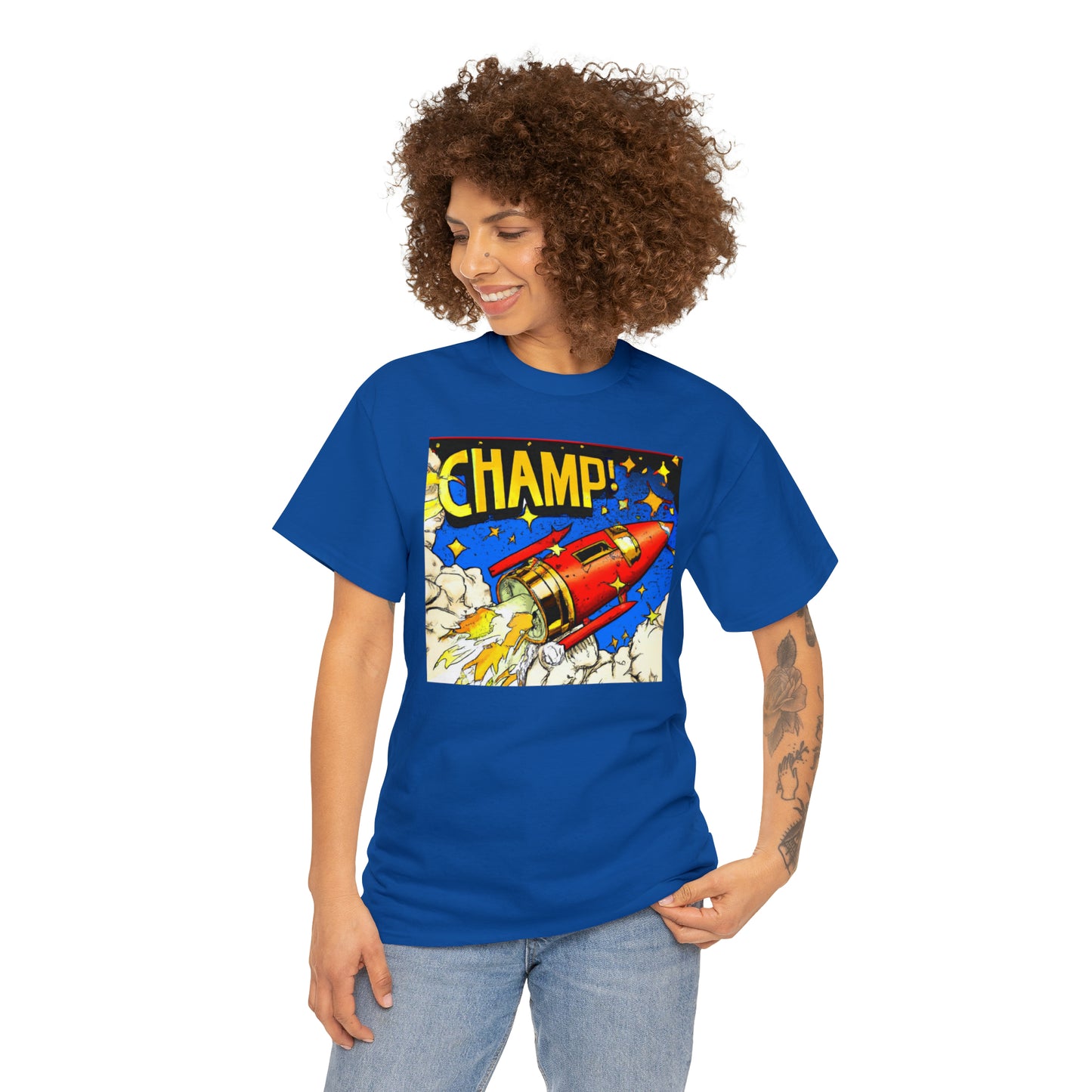 CHAMP! Spaceship 4 - 1700's Comic Style - AI Art - Gildan Heavy Cotton Tee