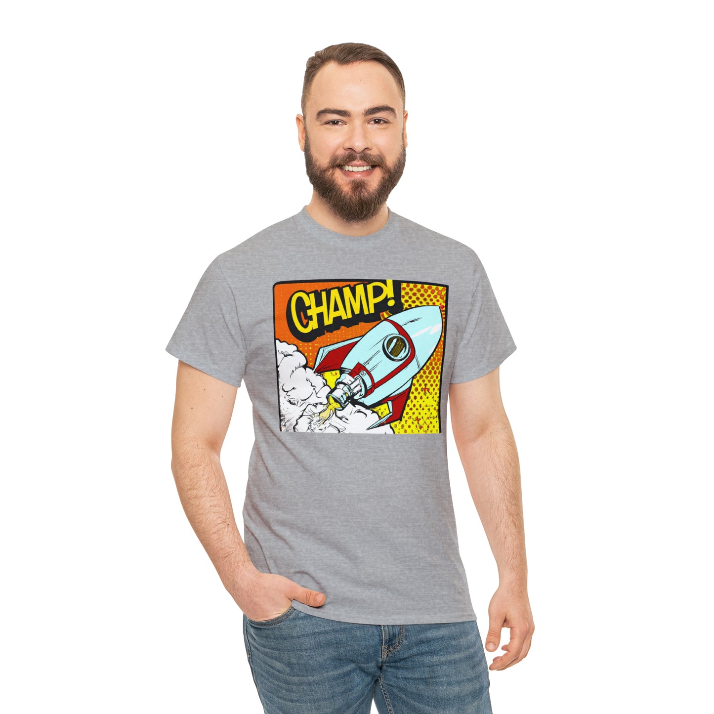 CHAMP! Spaceship 3 - 1950's Comic Book Style - AI Art - Gildan Heavy Cotton Tee