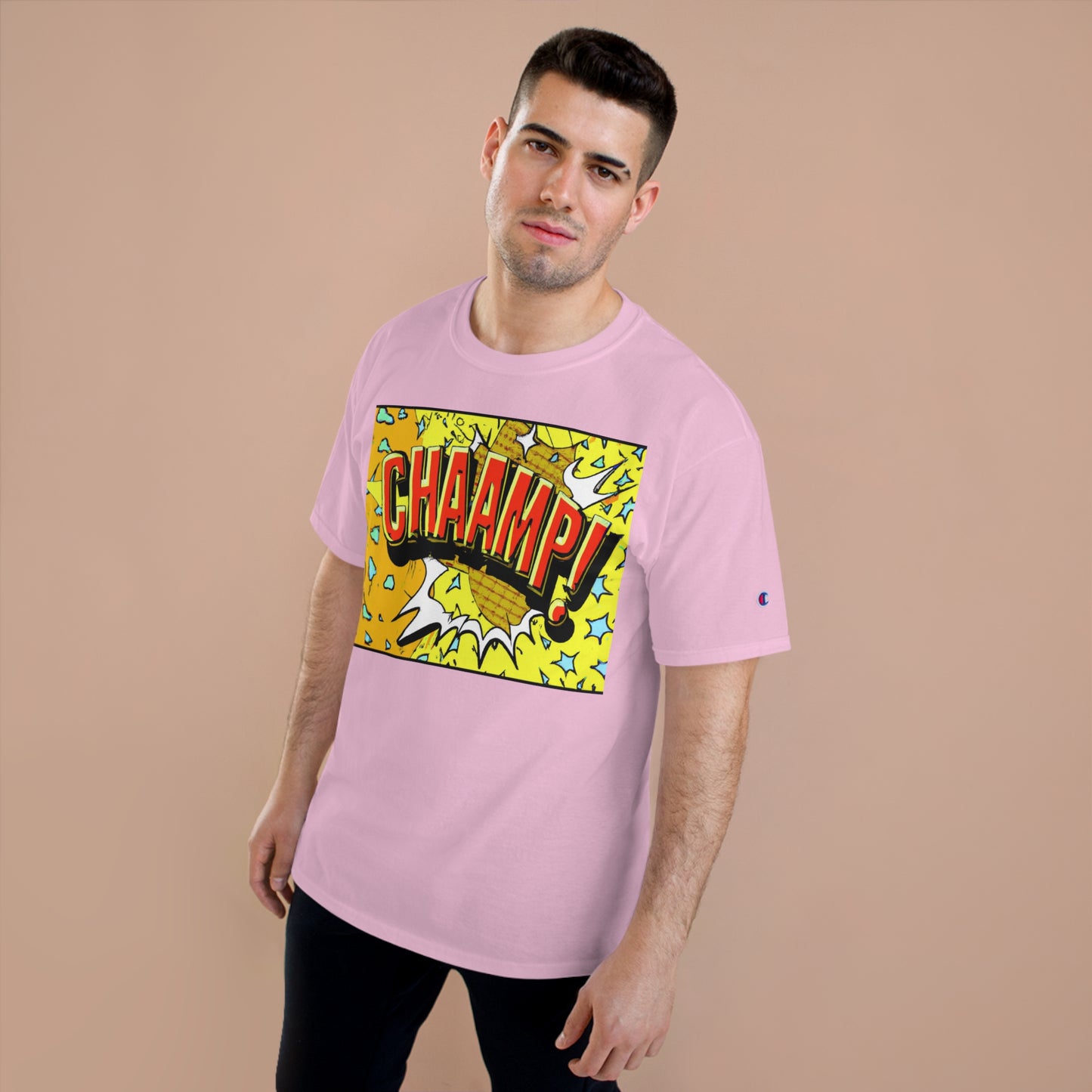 CHAAMP! Logo 1990's Comic Book Style Art - AI Art - Champion T-Shirt