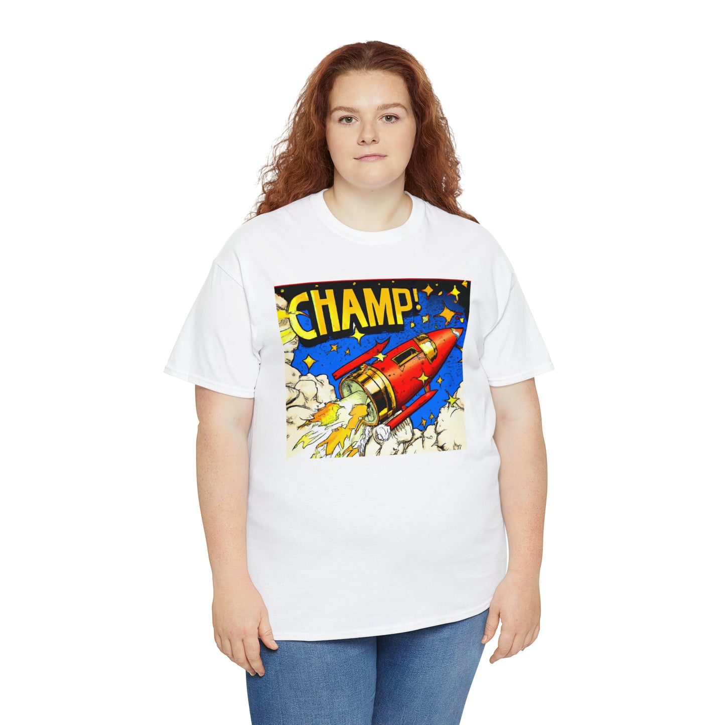 CHAMP! Spaceship 4 - 1700's Comic Style - AI Art - Gildan Heavy Cotton Tee