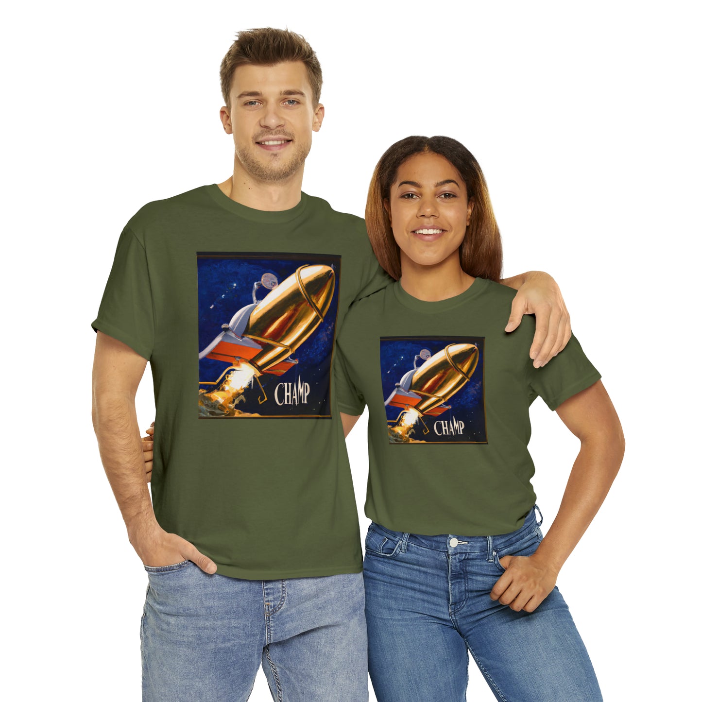 CHAMP Spaceship 9 - Renaissance Style - AI Art - Gildan Heavy Cotton Tee