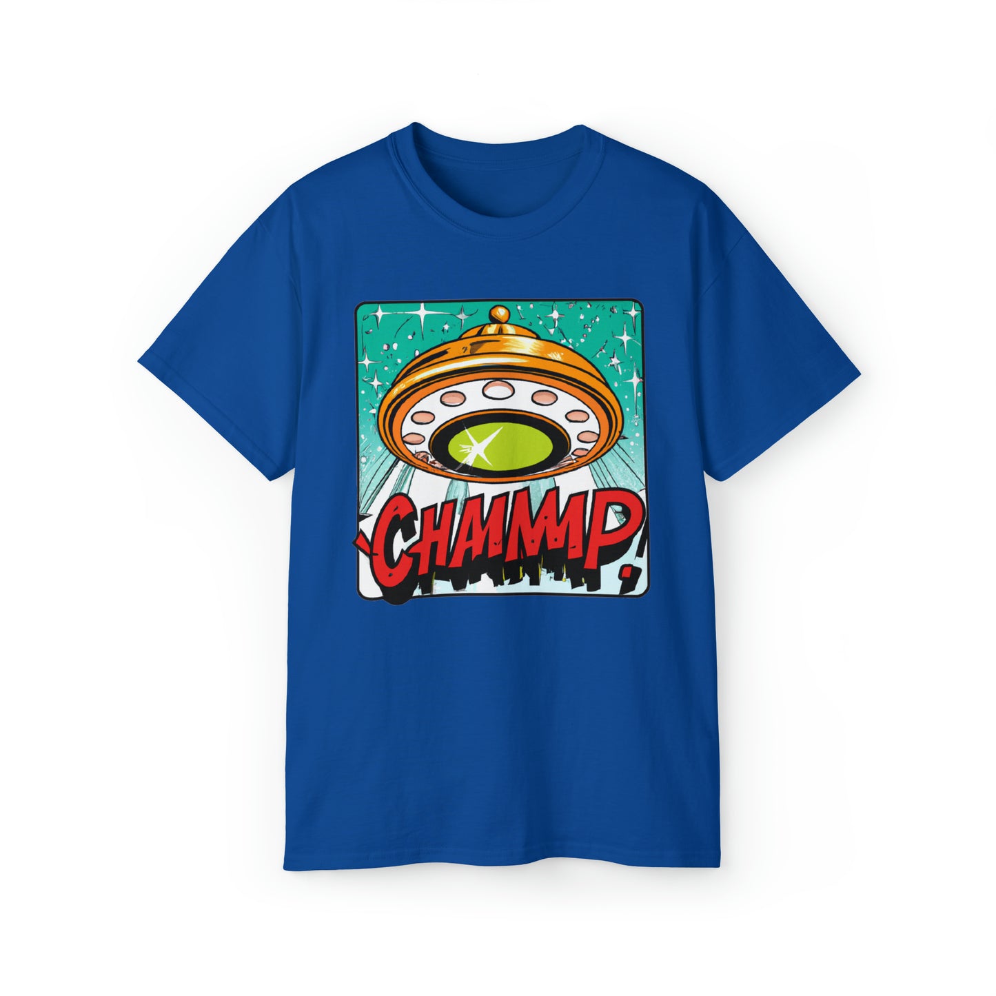 CHAMMMP. UFO 19 - 1950's Style Comic Book Art - AI Art - Gildan Ultra Cotton Tee