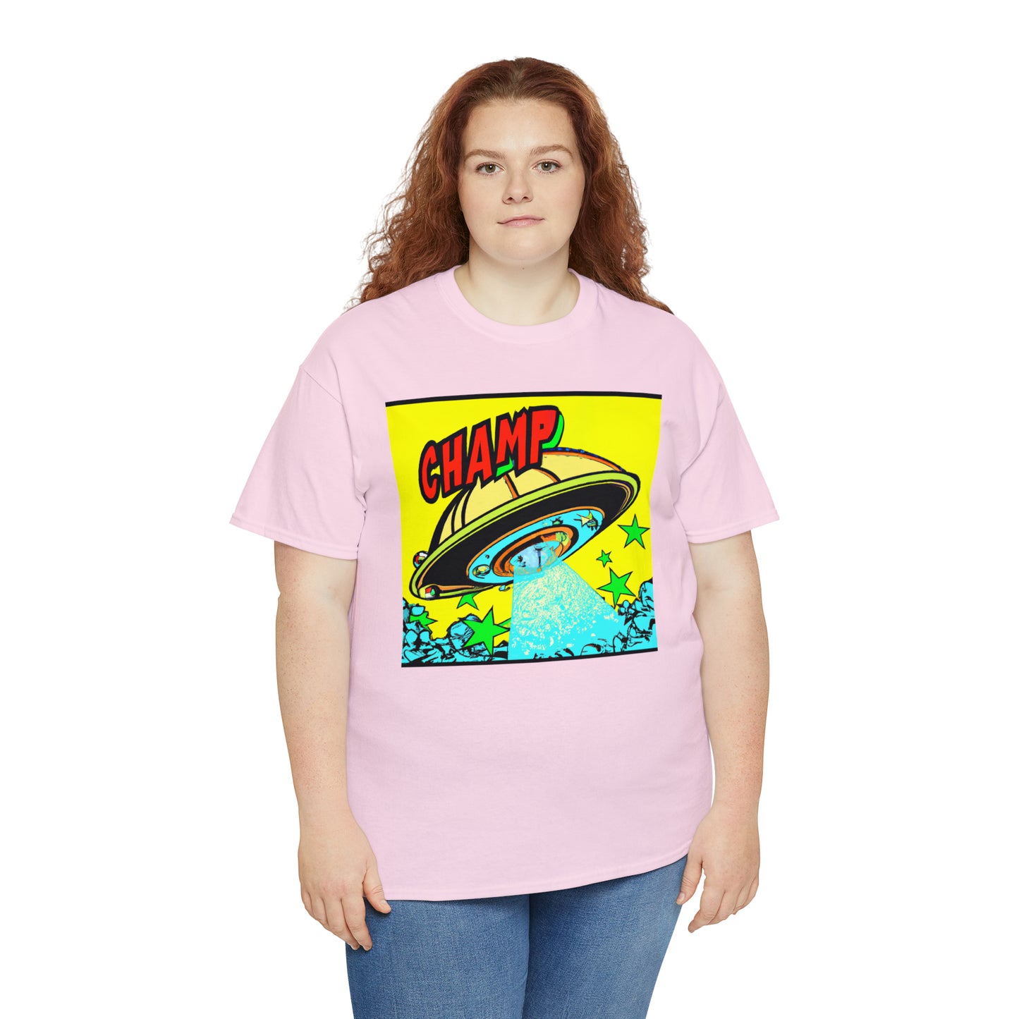 CHAMP UFO 18 - 1600's Style Comic Art - AI Art - Gildan Heavy Cotton Tee