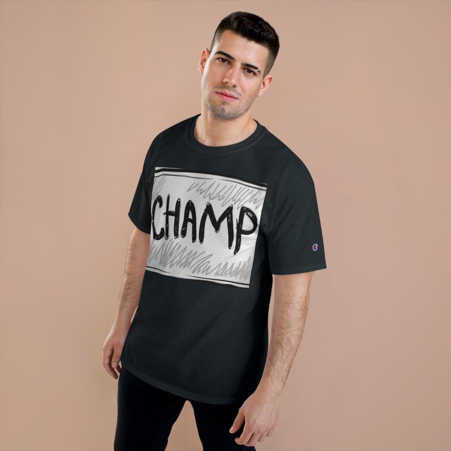 CHAMP Logo B&W Storyboard Style - AI Art - Champion T-Shirt