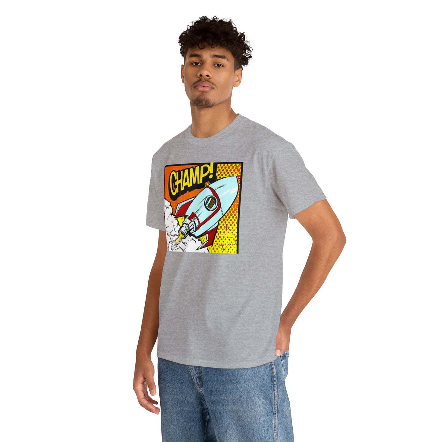 CHAMP! Spaceship 3 - 1950's Comic Book Style - AI Art - Gildan Heavy Cotton Tee