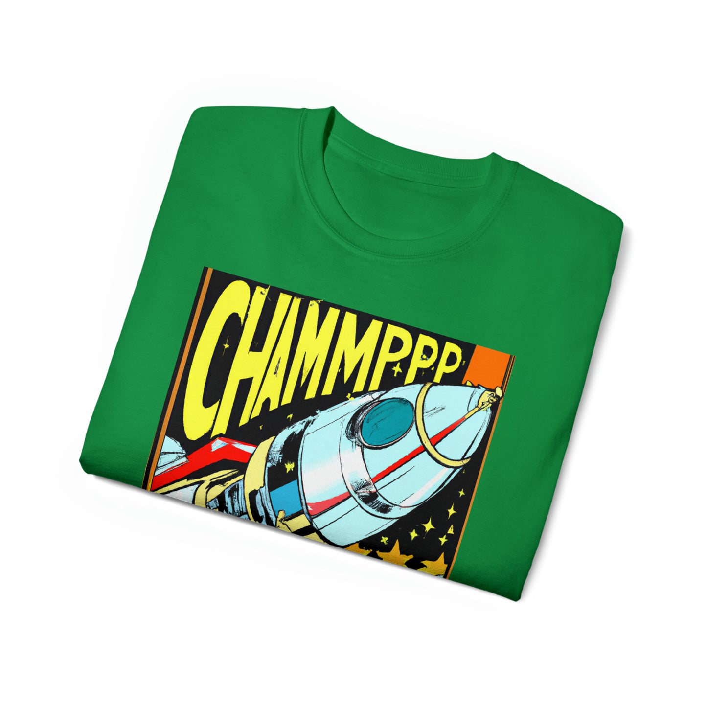 CHAMPPP Spaceship 7 - 1970's Style Comic Book Art - AI Art - Gildan Ultra Cotton Tee