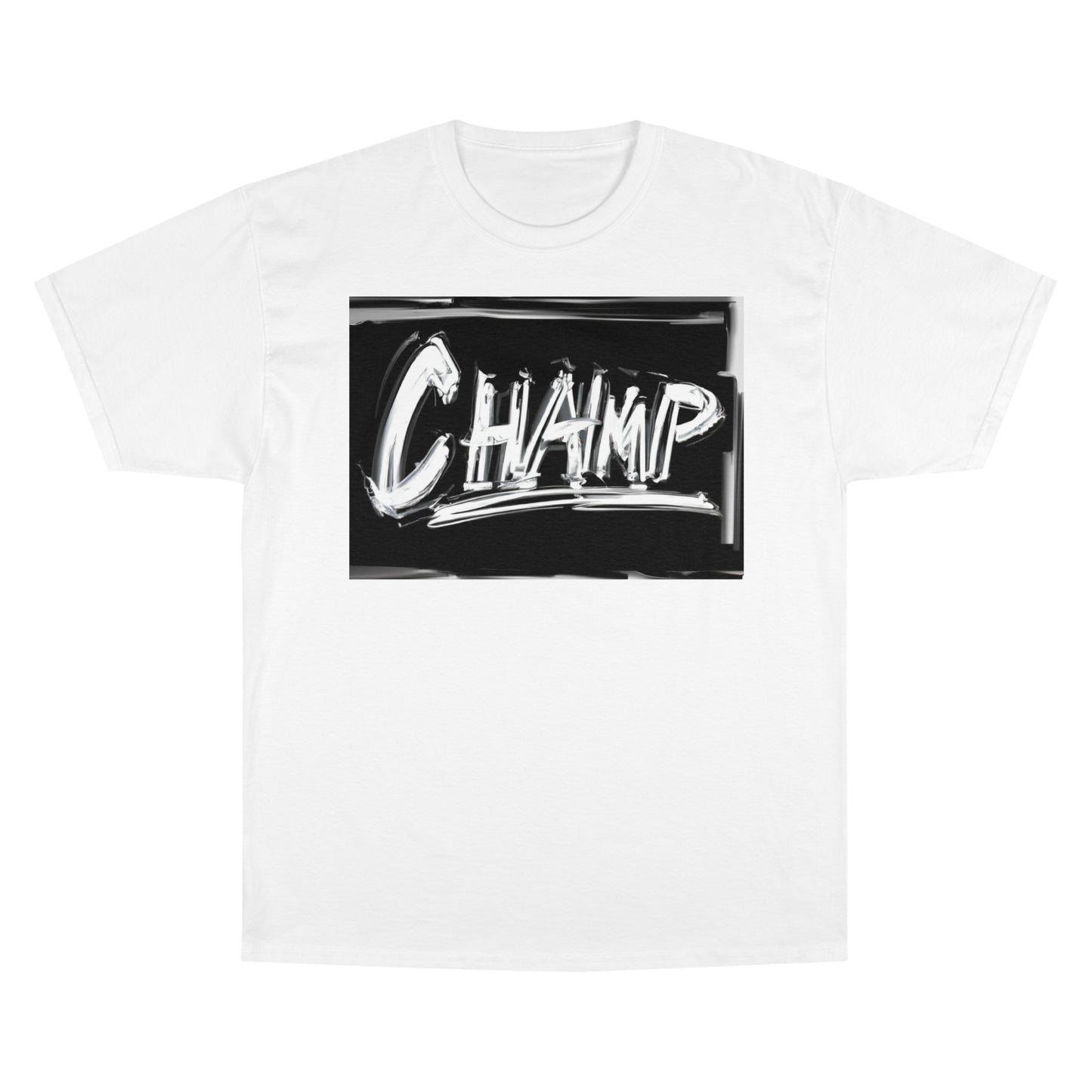 CHAMP Logo B&W Fingerpaint Style - AI Art - Champion T-Shirt