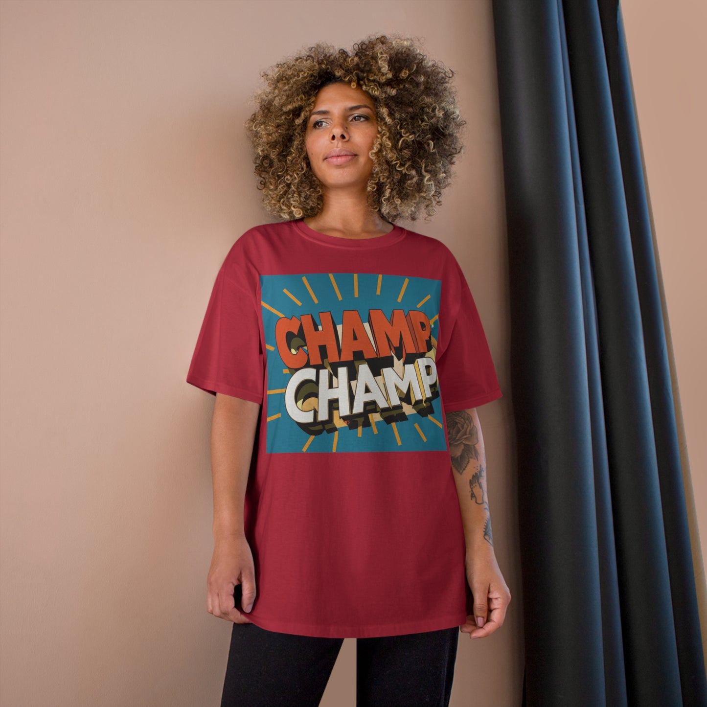 CHAMP-CHAMP Double Champ Logo 1930's Style Cartoon Art - AI Art - Champion T-Shirt