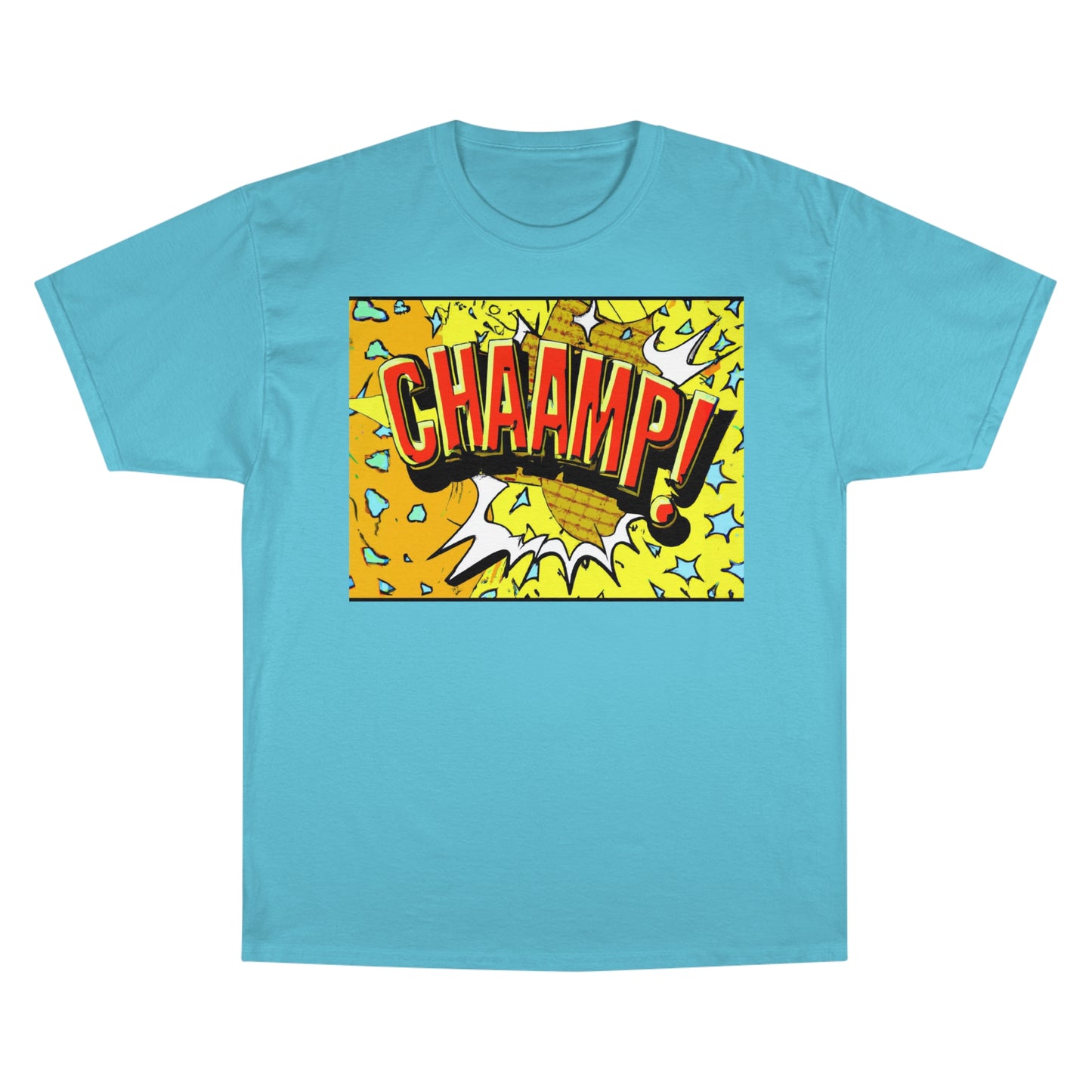 CHAAMP! Logo 1990's Comic Book Style Art - AI Art - Champion T-Shirt