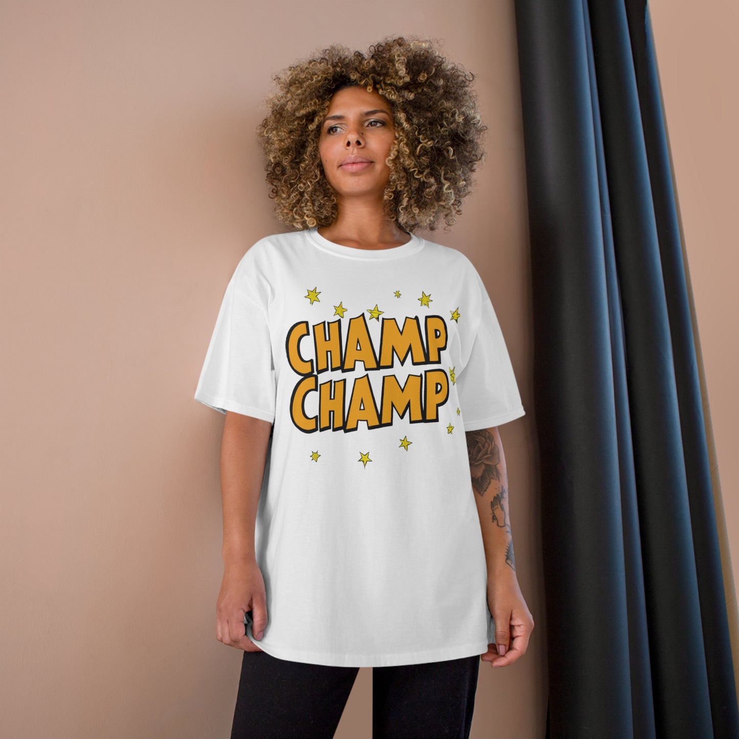 CHAMP-CHAMP Double Champ Logo 1920's Style Cartoon Art - AI Art - Champion T-Shirt