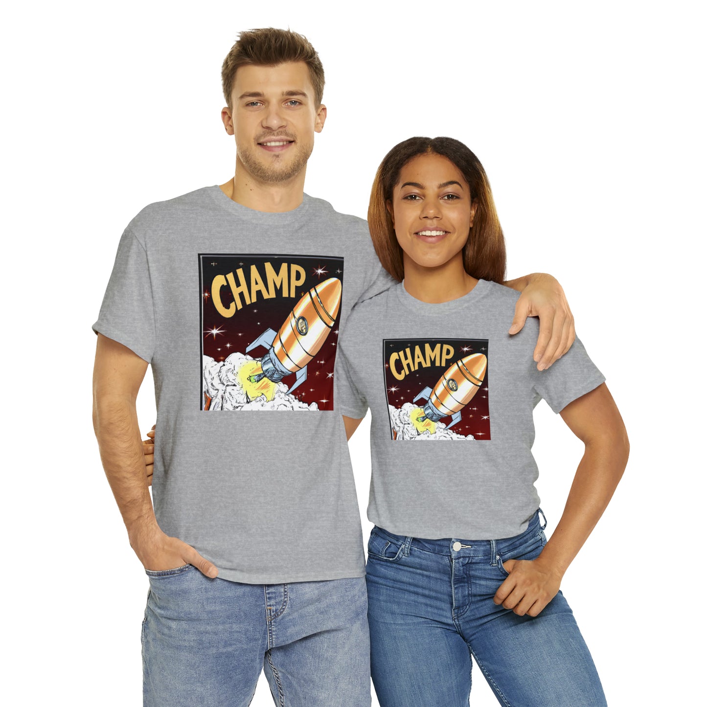 CHAMP Spaceship 12 - 1800's Style Comic Art - AI Art - Gildan Heavy Cotton Tee