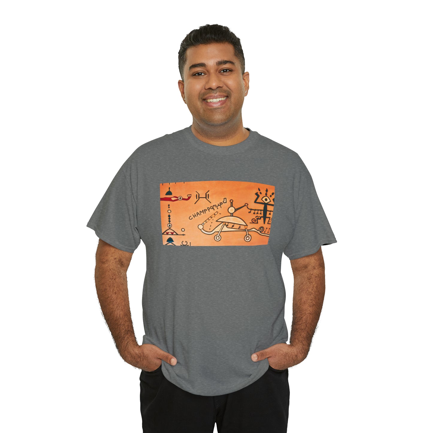 Heiroglyphic Spaceship - AI Art - Gildan Heavy Cotton Tee