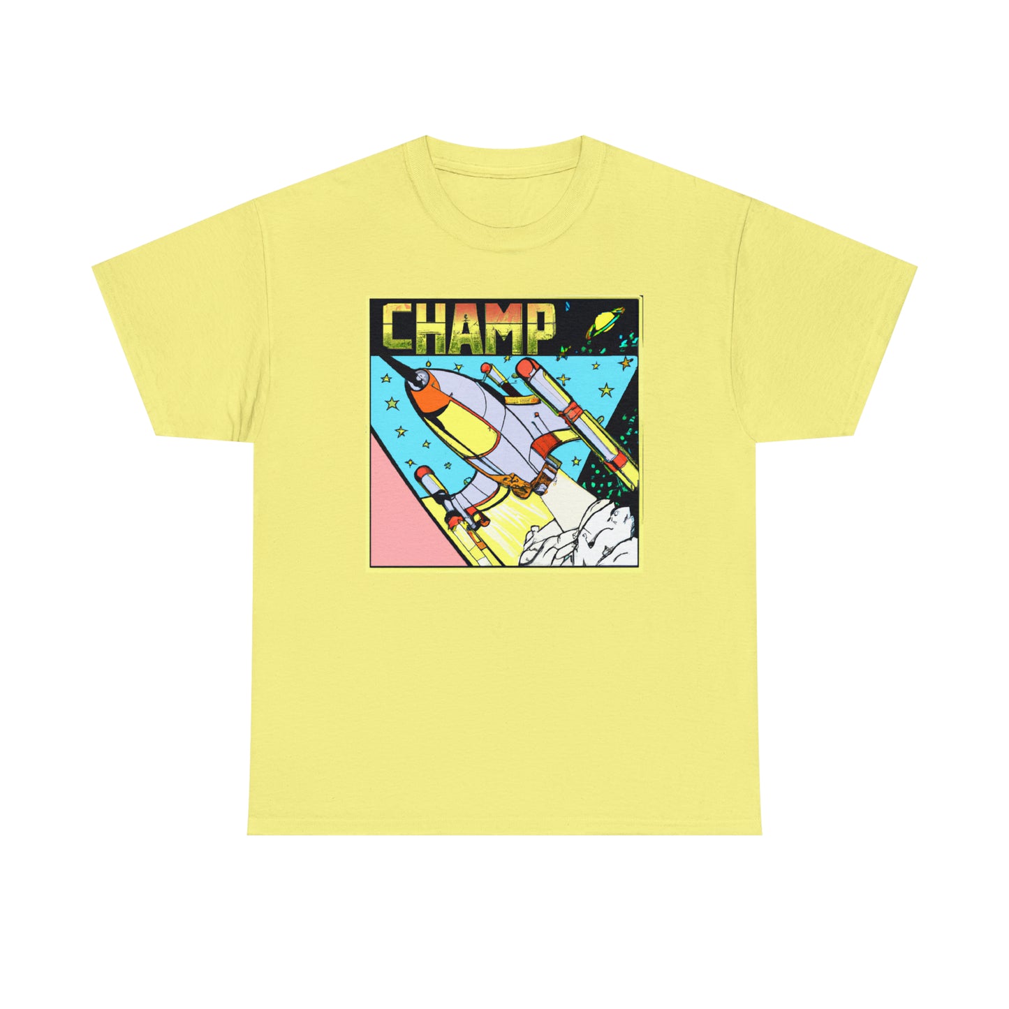 CHAMP Logo Spaceship 1 - 1980's Comic Book Style - AI Art - Gildan Heavy Cotton Tee