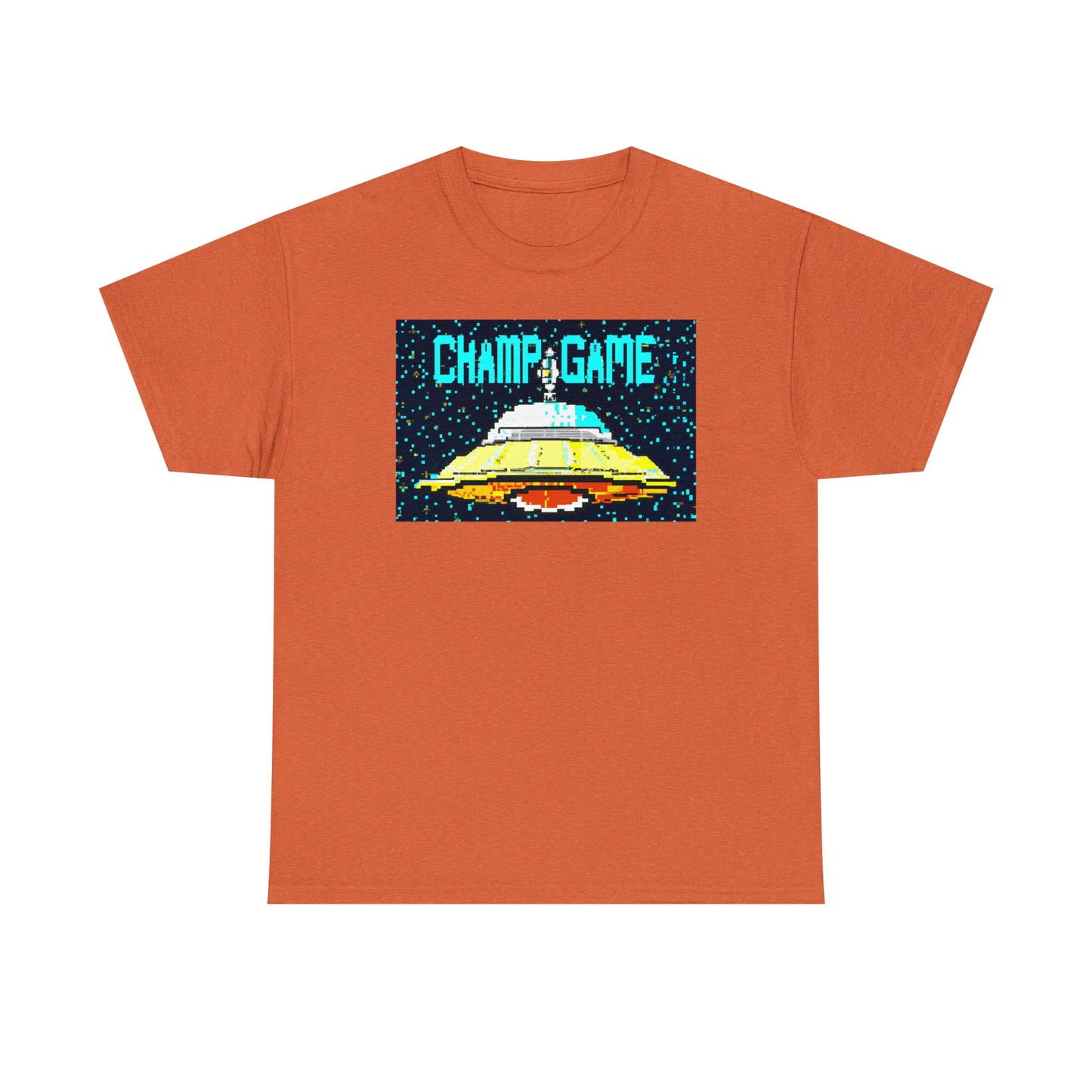 CHAMP GAME UFO 21 - 8-bit Style Pixel Art - AI Art - Gildan Heavy Cotton Tee