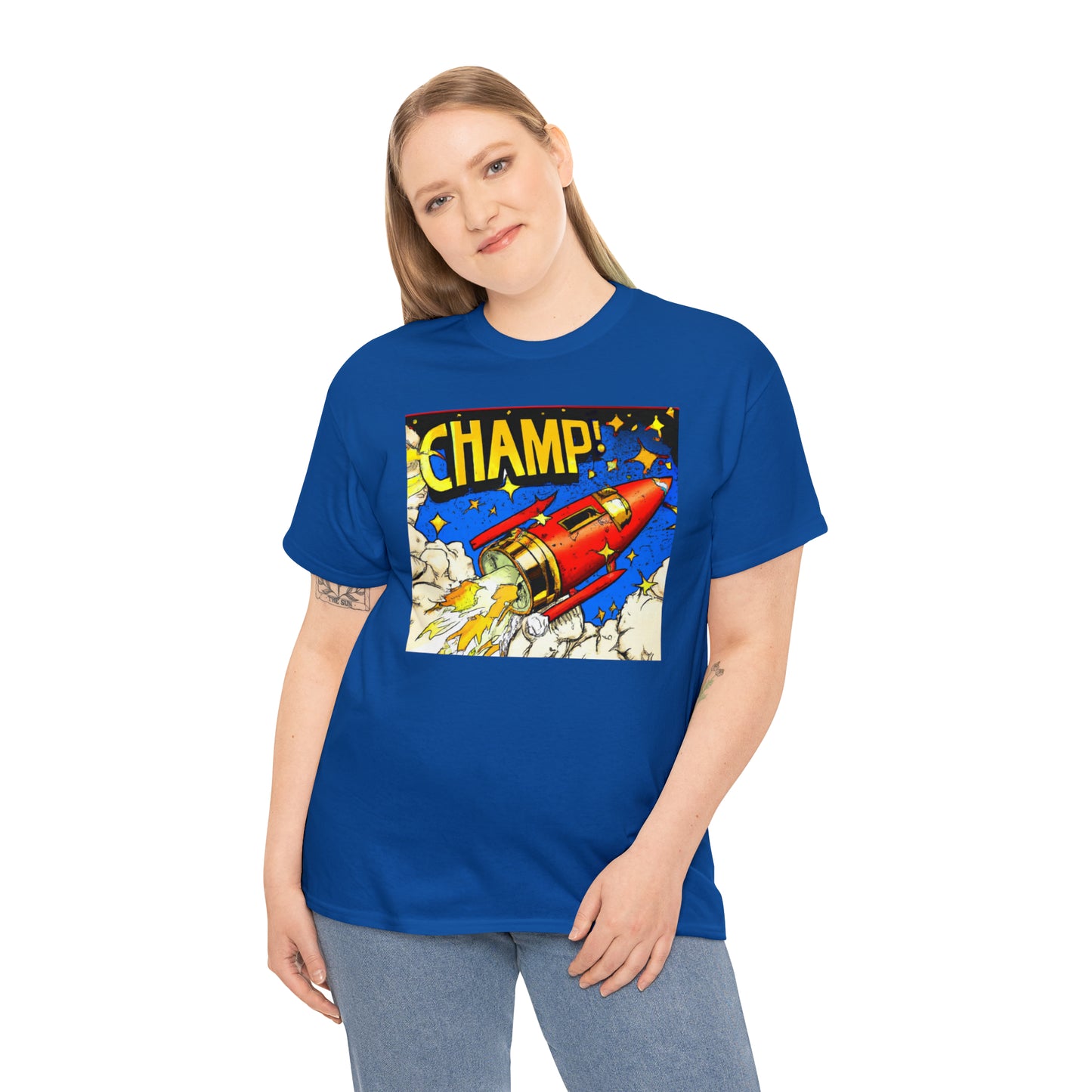 CHAMP! Spaceship 4 - 1700's Comic Style - AI Art - Gildan Heavy Cotton Tee