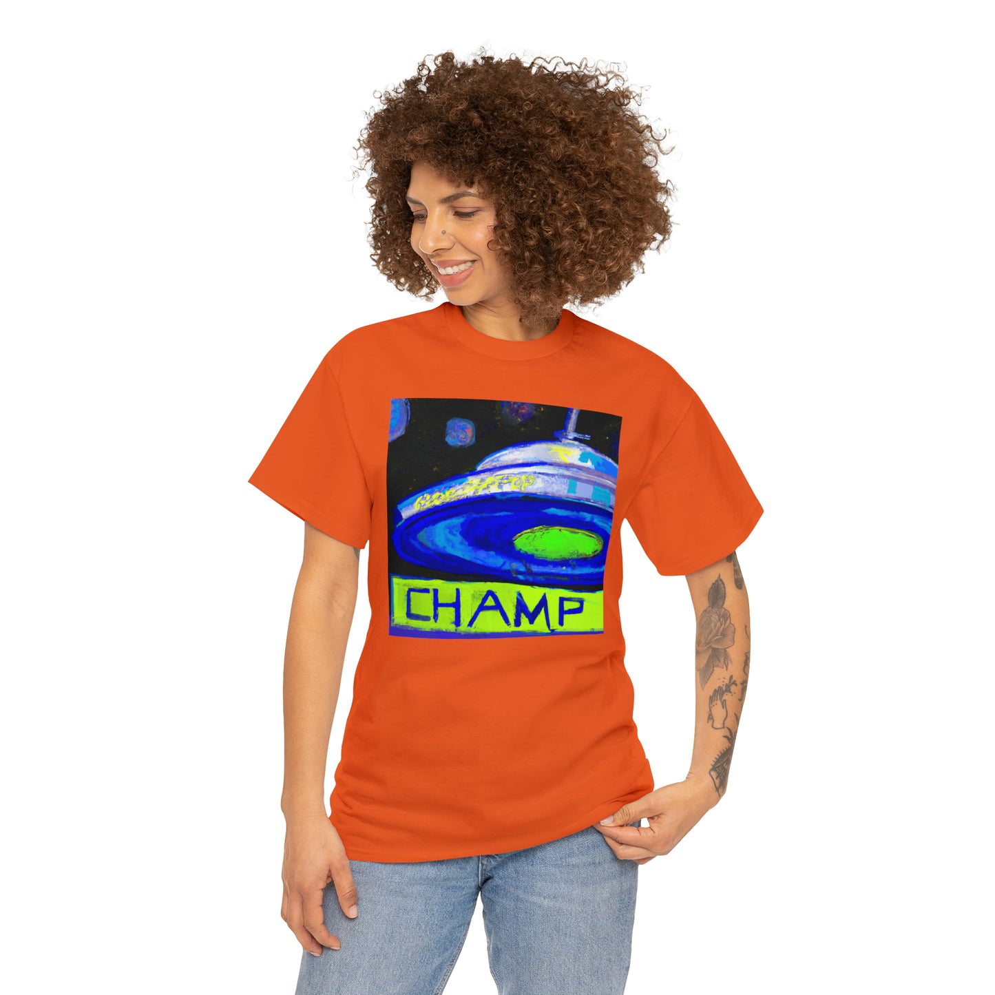 CHAMP UFO 12 - Post-Modern Style - AI Art - Gildan Heavy Cotton Tee