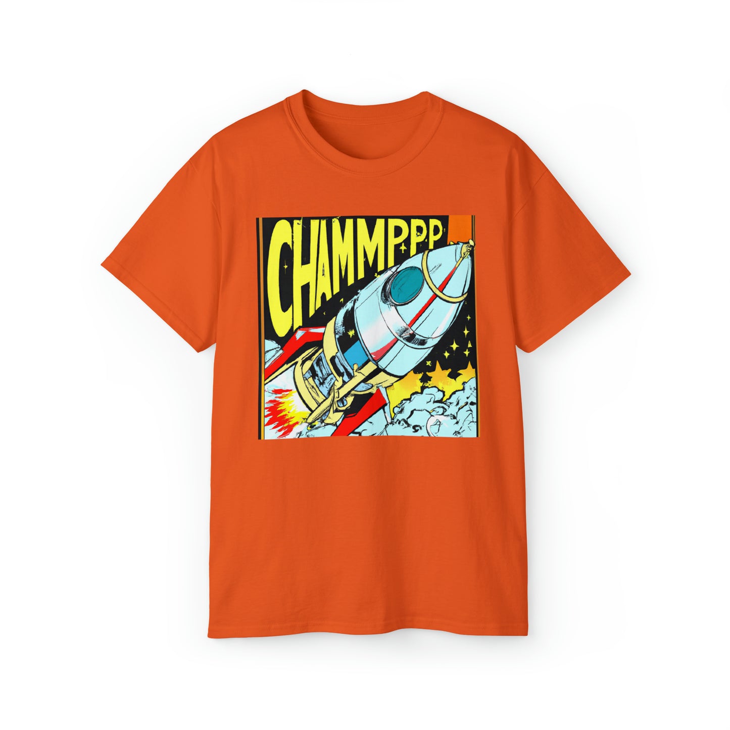 CHAMPPP Spaceship 7 - 1970's Style Comic Book Art - AI Art - Gildan Ultra Cotton Tee