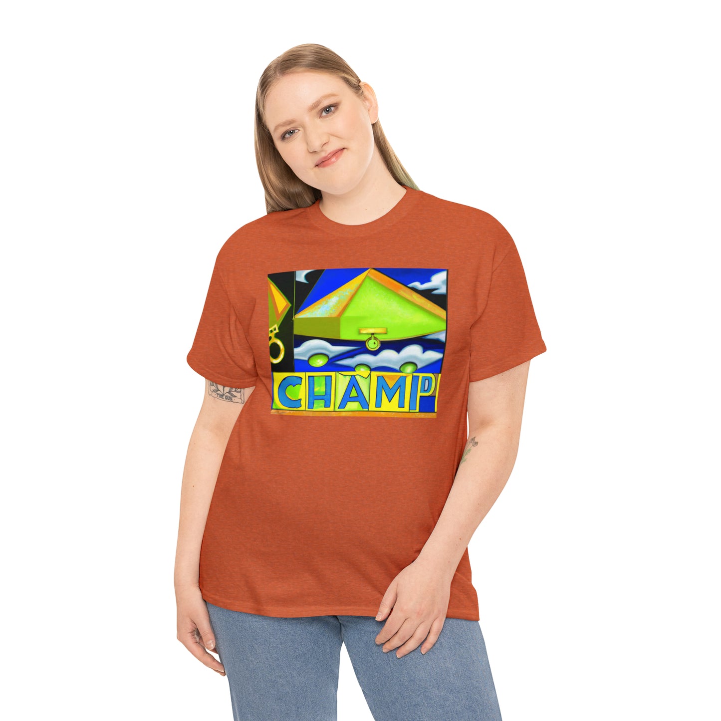 CHAMP UFO 11 - Cubist Style - AI Art - Gildan Heavy Cotton Tee