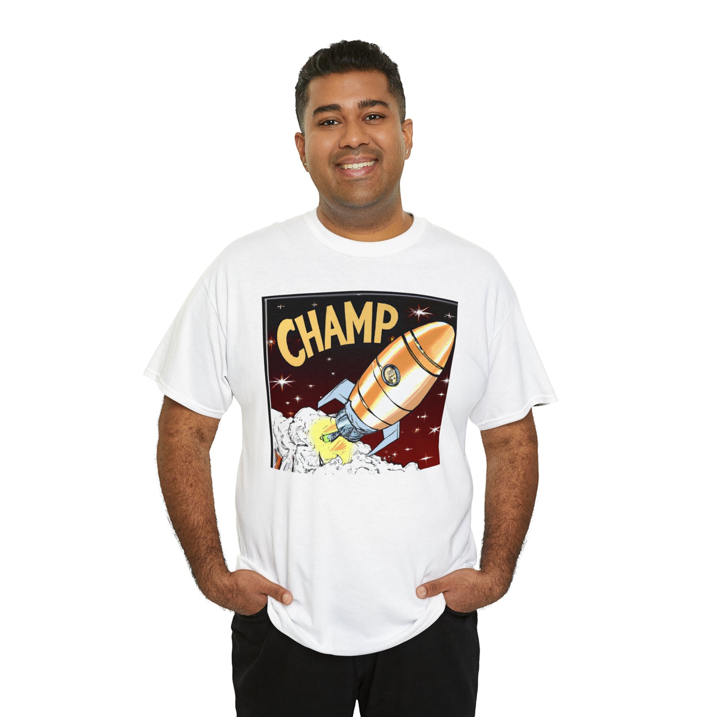 CHAMP Spaceship 12 - 1800's Style Comic Art - AI Art - Gildan Heavy Cotton Tee