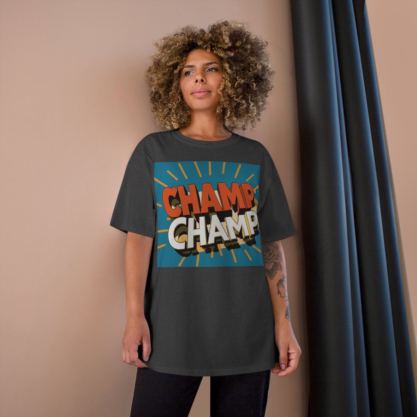 CHAMP-CHAMP Double Champ Logo 1930's Style Cartoon Art - AI Art - Champion T-Shirt